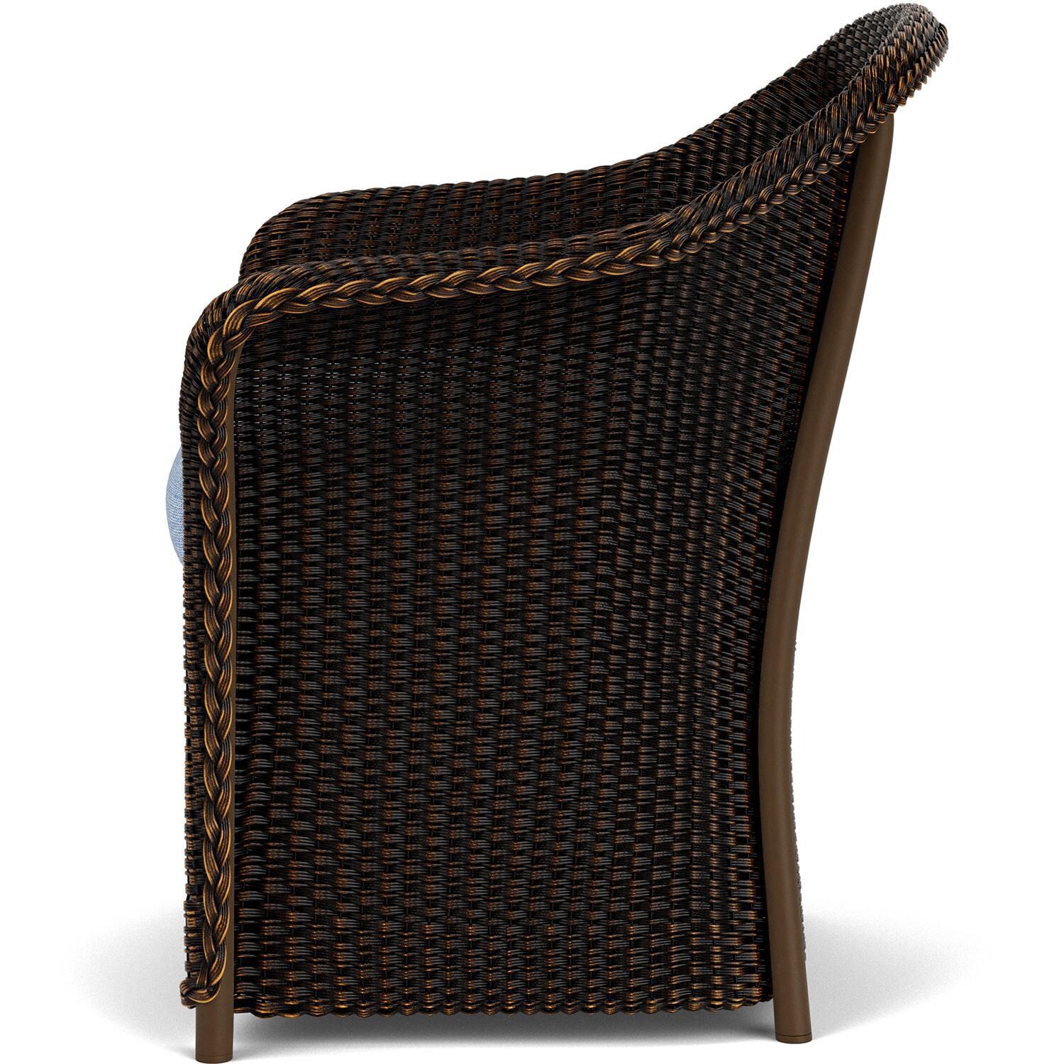 Lloyd Flanders Weekend Retreat Dining Armchair in Mink Finish W/ Demo Skyway Fabric - Side thumbnail