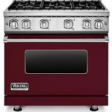 Viking Professional 7 Series 36-Inch 6-Burner Natural Gas Range - Burgundy - VGR73616BBU image