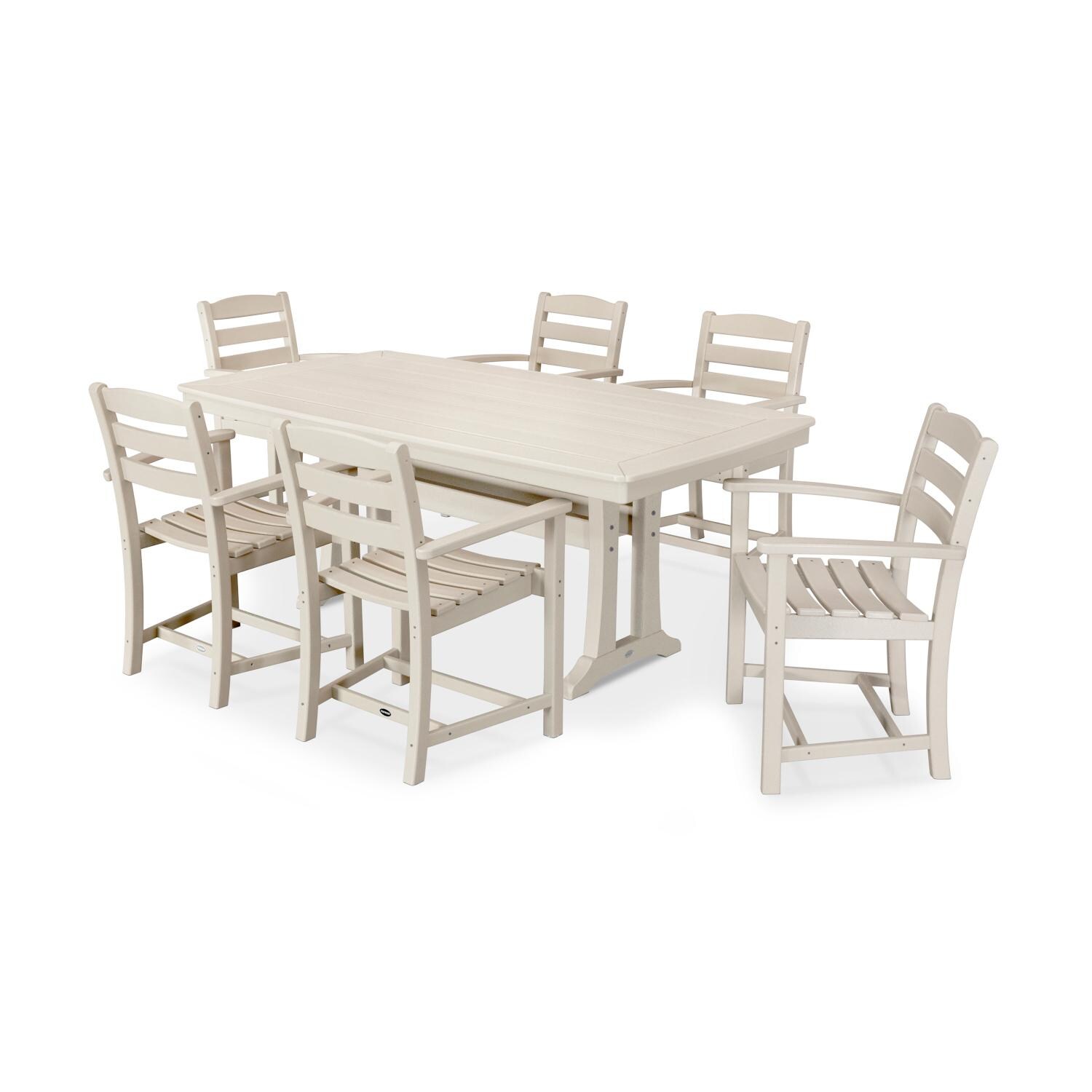 POLYWOOD La Casa Cafe Sand 7 Piece Arm Chair Dining Set thumbnail