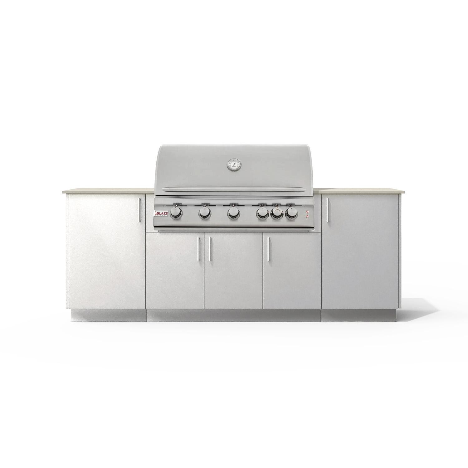Urban Bonfire B-Sierra-42-Blaze-Danae-Chantilly Sierra 40 Outdoor Kitchen w/ Blaze Premium LTE Natural Gas Grill, Danae Countertop & Chantilly Finish - White Background thumbnail
