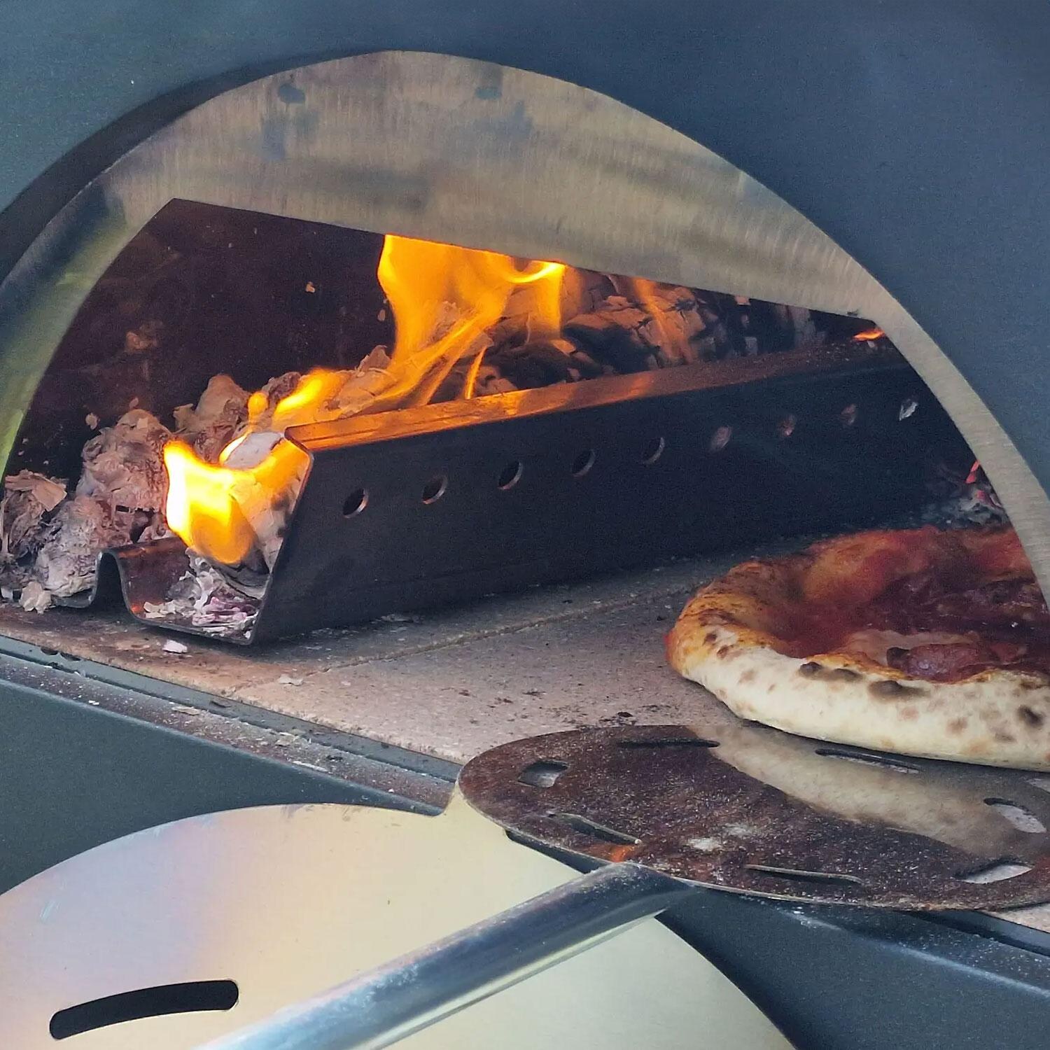 XO Appliance XOPIZZA1SS PIZZA1 Countertop Wood-Fired Pizza Oven in Black / Stainless Steel - Wood Burning for Baking - Lifestyle thumbnail