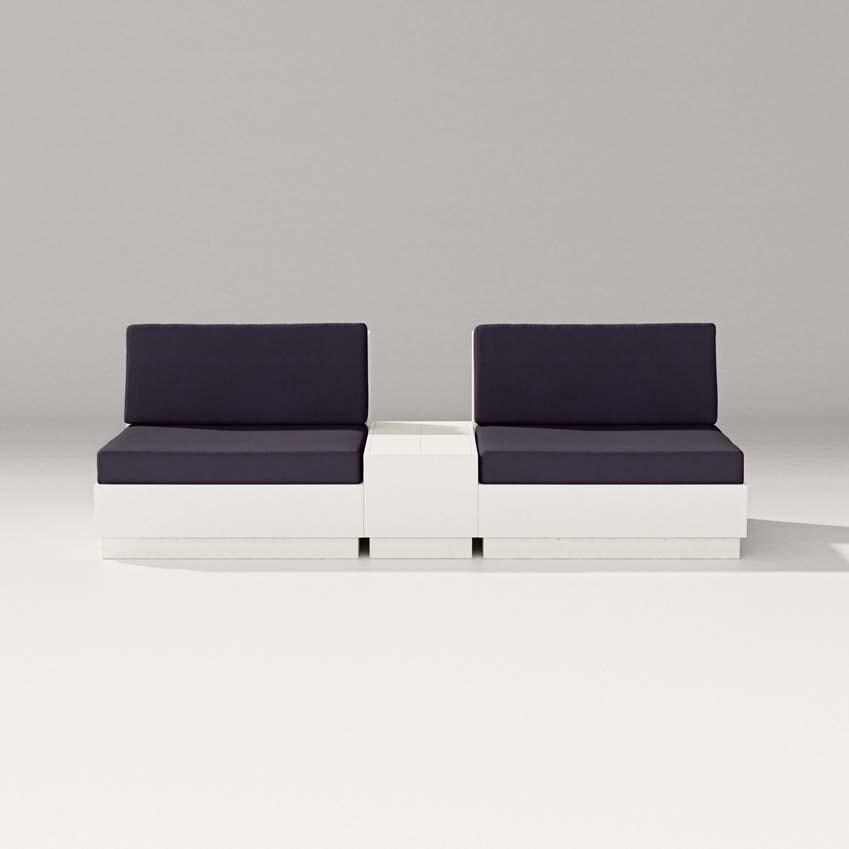 Elevate 3 Pc Recycled Plastic Club Chair Seating Set in Vintage Coffee /Navy Linen By PW Designer Series - White Background thumbnail