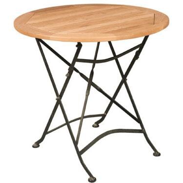 HiTeak Furniture Teak 32 X 32 Inch Patio Bistro Table-With Iron Legs