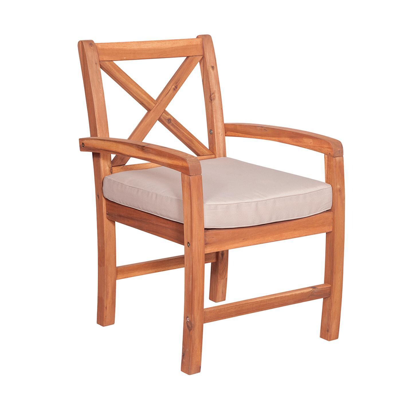 Ultimate Patio Camille Way 3 Piece Acacia Patio Conversation Set W/ Natural Cushions - Club Chair thumbnail