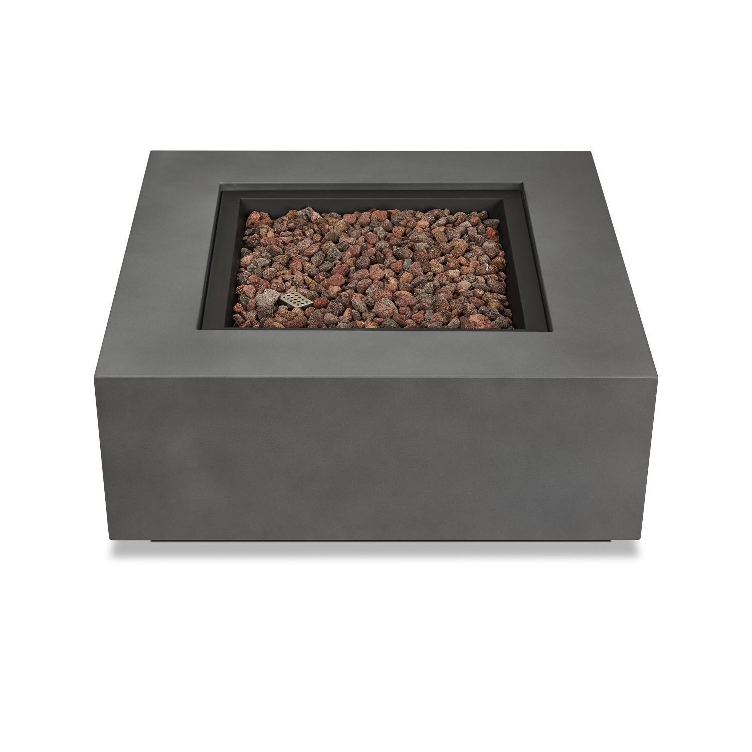 Elysian 3 Pc Powder Coated Steel 36 Inch Square Fire Pit in Weathered Slate by Lakeview - Top - White Background thumbnail