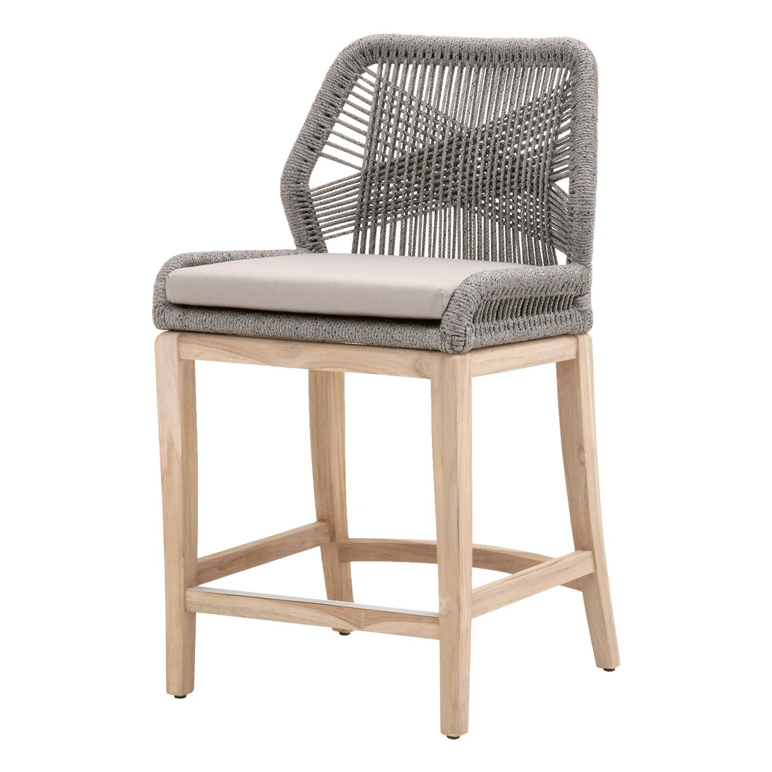 Lakeview Peninsula Way Woven Rope Counter Bar Stool in Platinum  - Angled View thumbnail