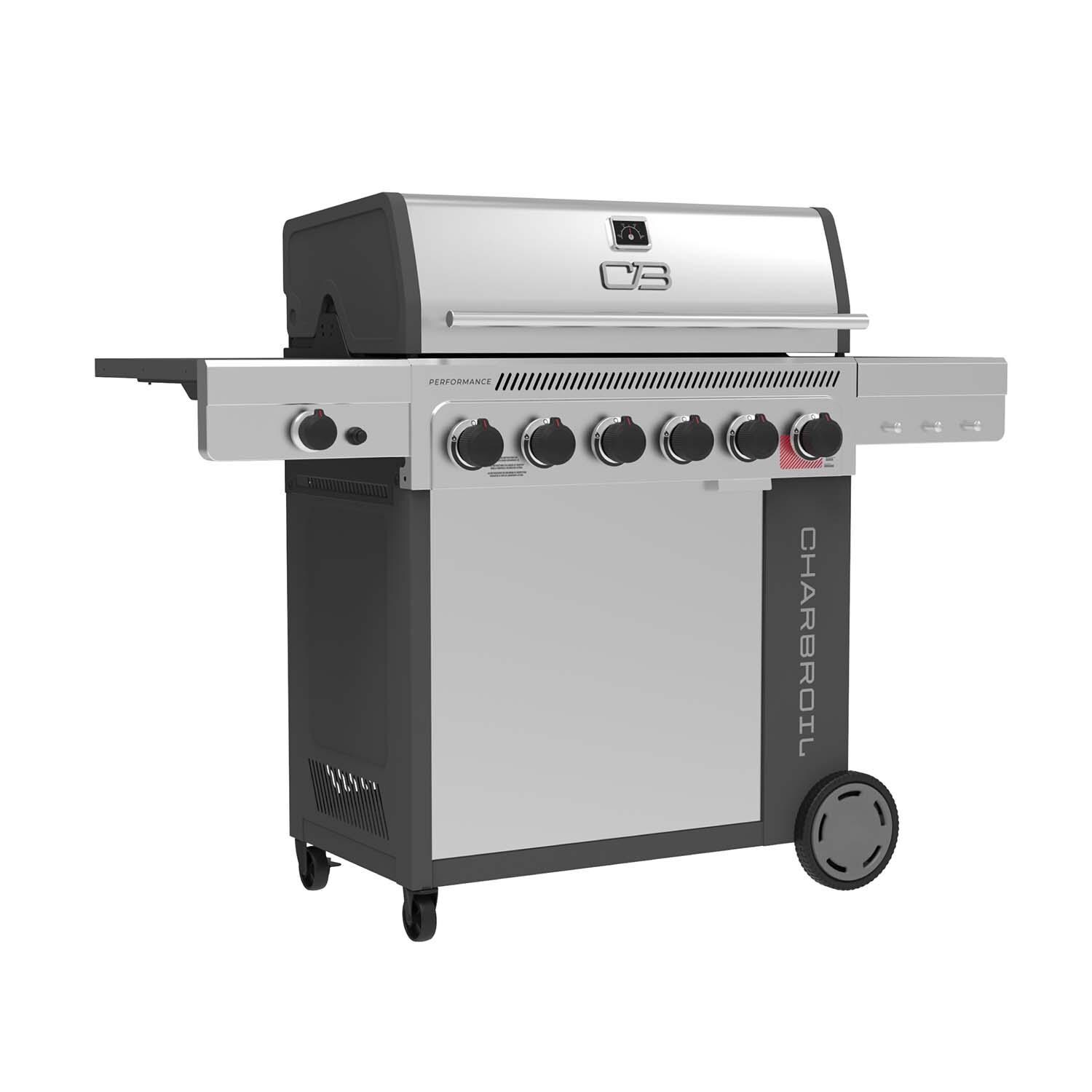 Charbroil 463286125 6-Burner Propane Grill - Grey & Stainless - Right Angled - White Background thumbnail
