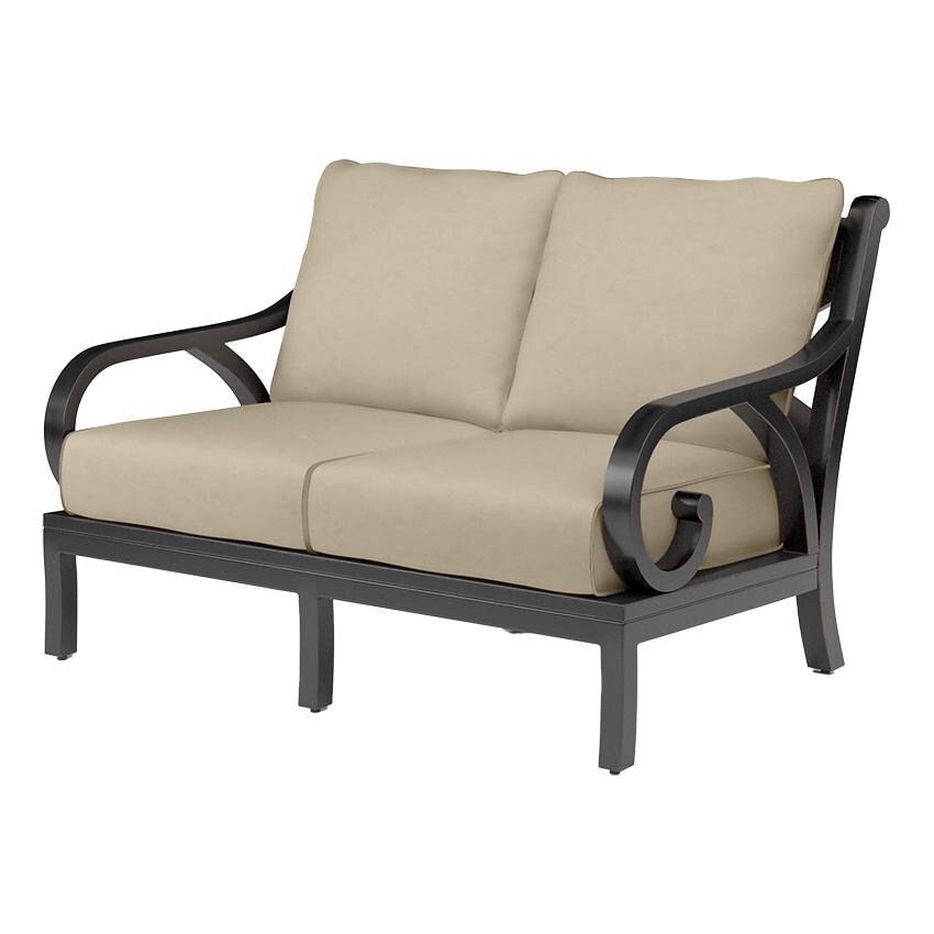 Monterey 2 Person Aluminum Loveseat in Copper/Linen Stone w/ Selt Welt by Sunset West