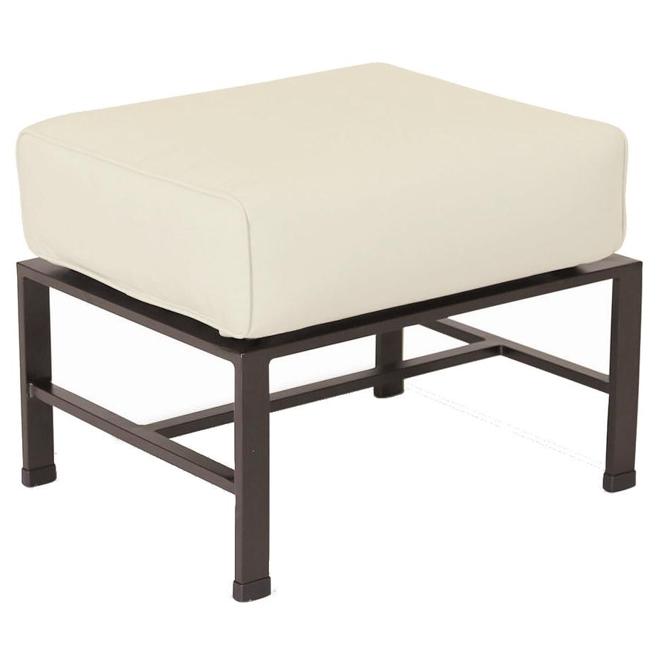 La Jolla Aluminum Patio Ottoman W/ Sunbrella Canvas Flax Cushion By Sunset West thumbnail