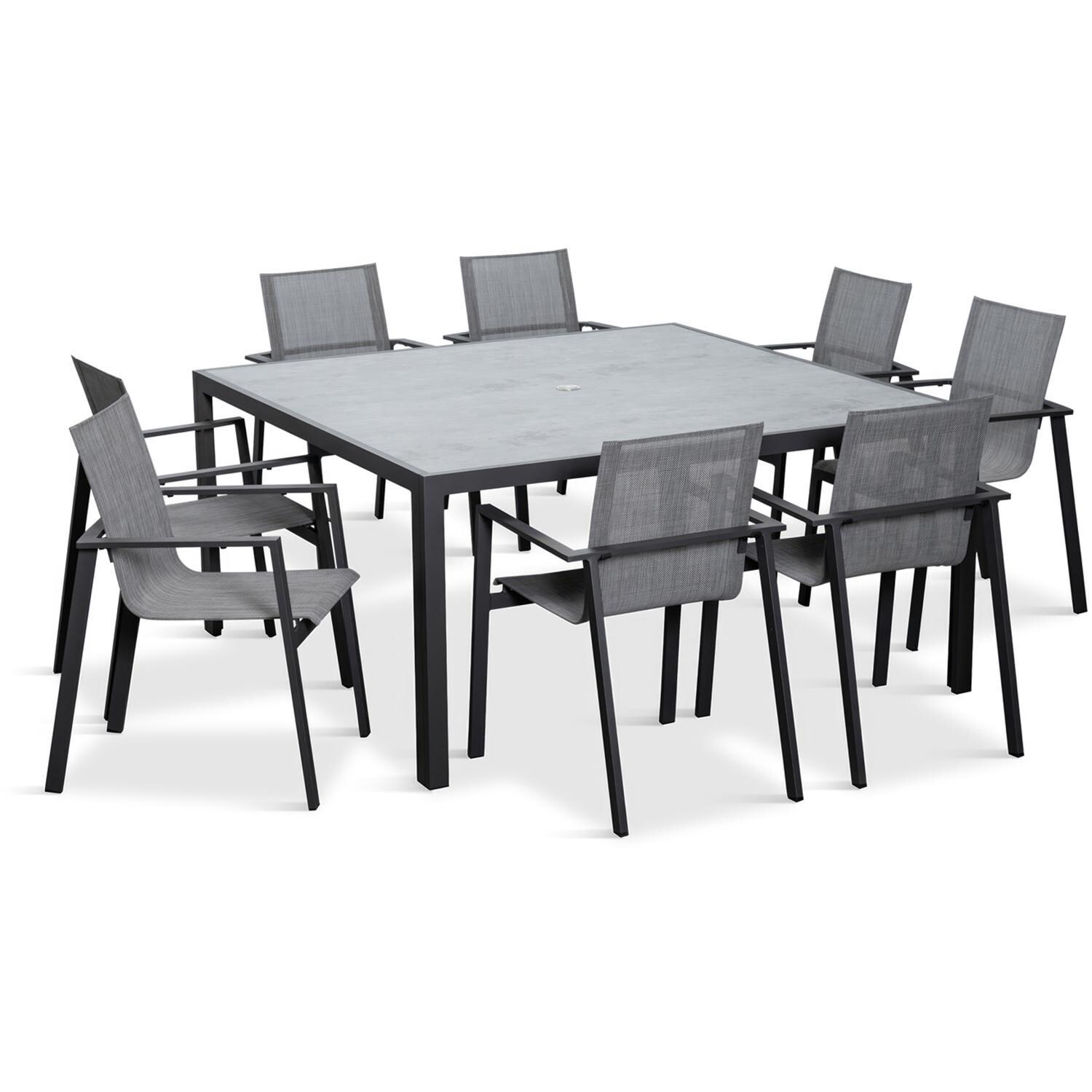 Spring Bay 9 Piece Square Dining Set in Slate - Angled View - White Background thumbnail
