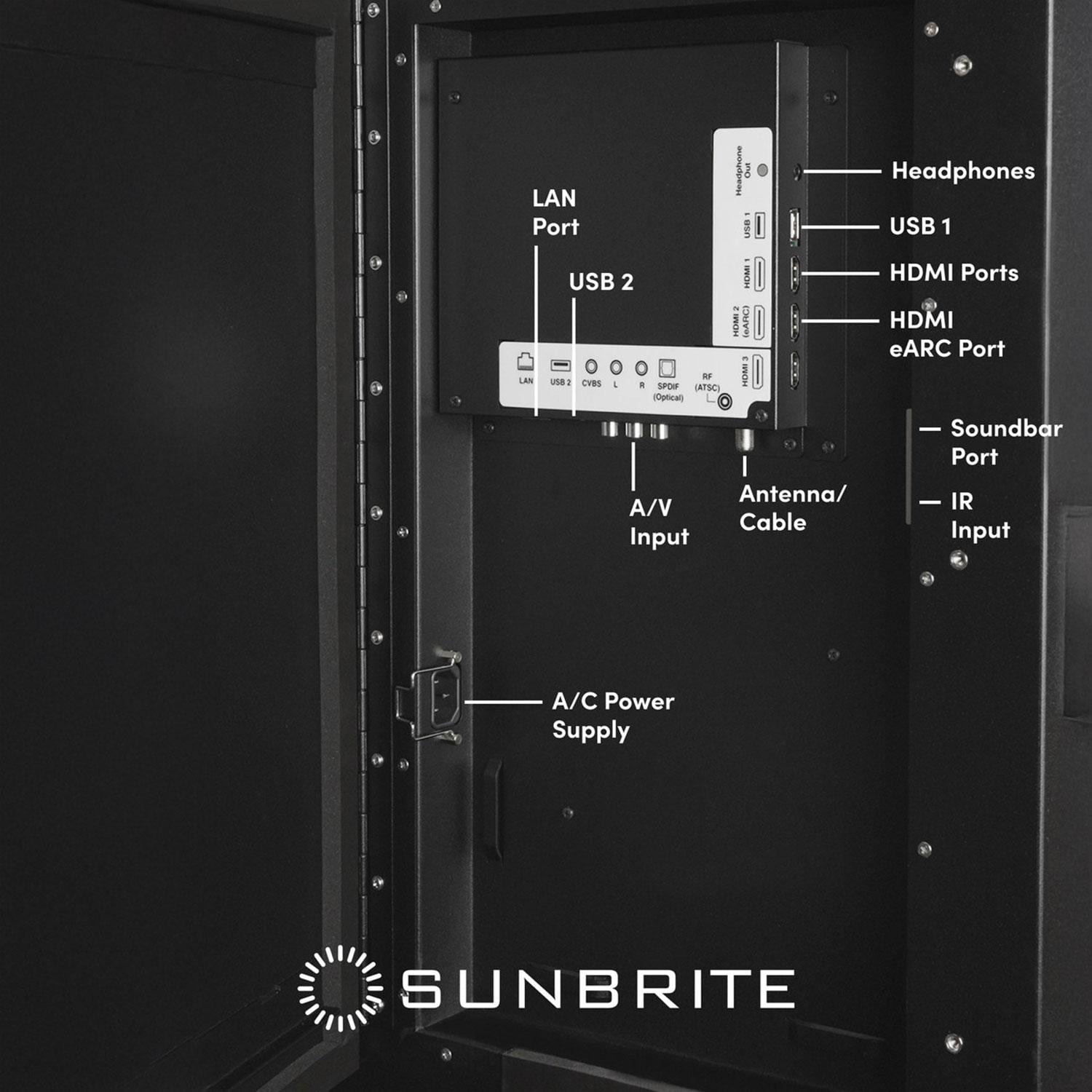SunBriteTV SB-V4-75-BL Veranda 4 Series 75-in Full Shade 4K UHD HDR Outdoor TV - Specific Control System Callouts - White Background thumbnail