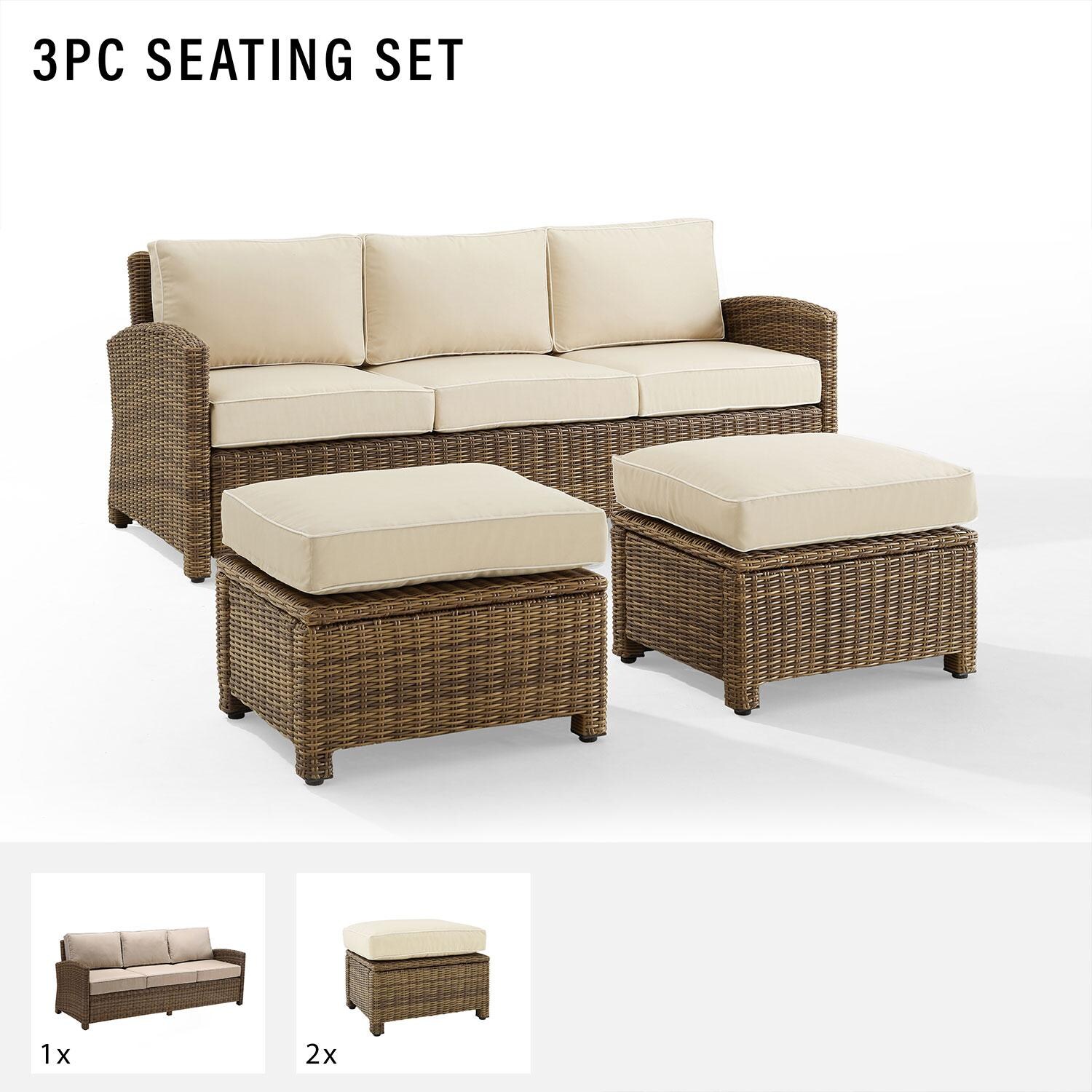 Ultimate Patio UP-92419WB-SA 3Pc Wicker Outdoor Sofa Patio Furniture Set in Sand - Included in Set (Sofa & Two Ottomans) - Diagram thumbnail