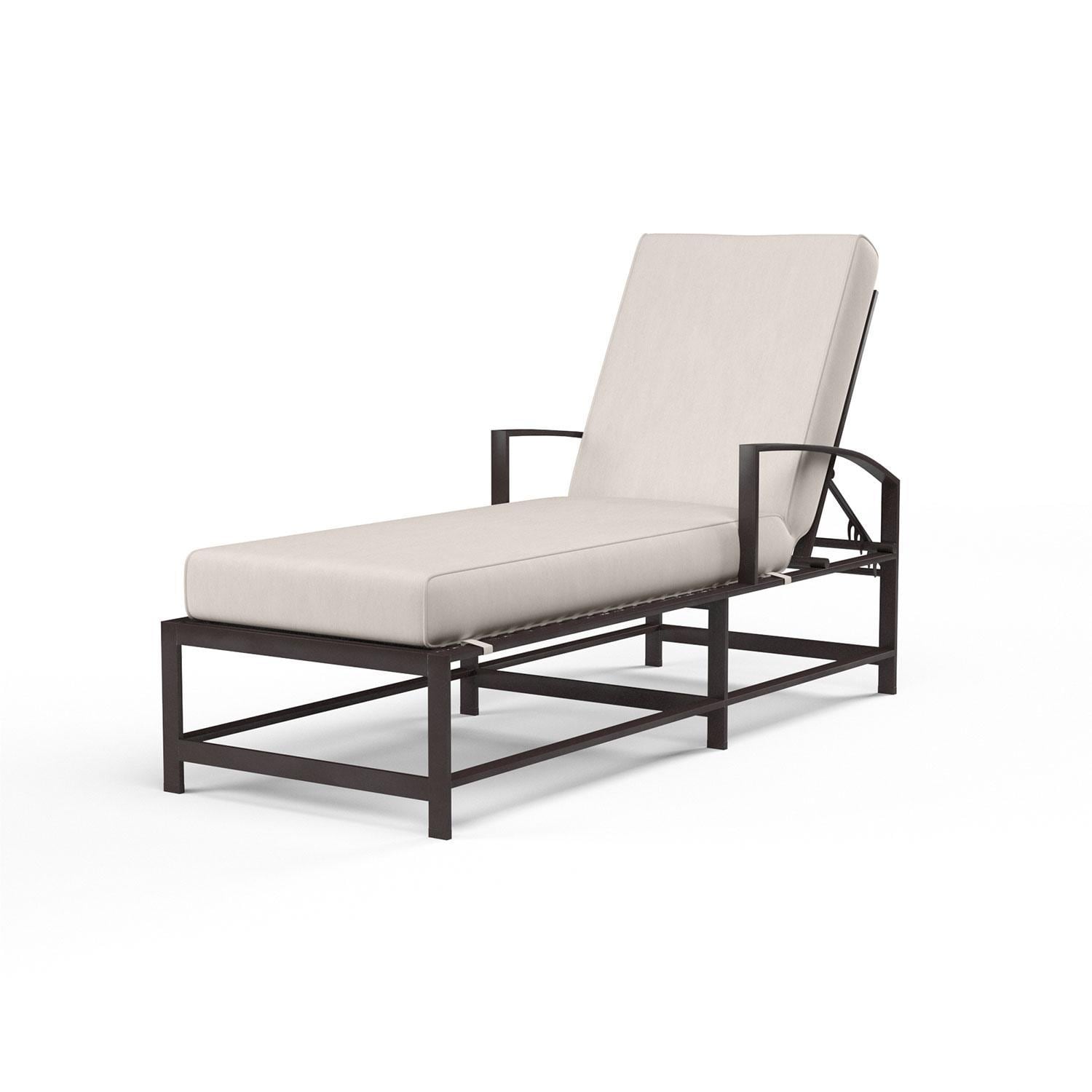 La Jolla Aluminum Patio Chaise Lounge in Canvas Natural w/ Self Welt By Sunset West - Display - White Background thumbnail