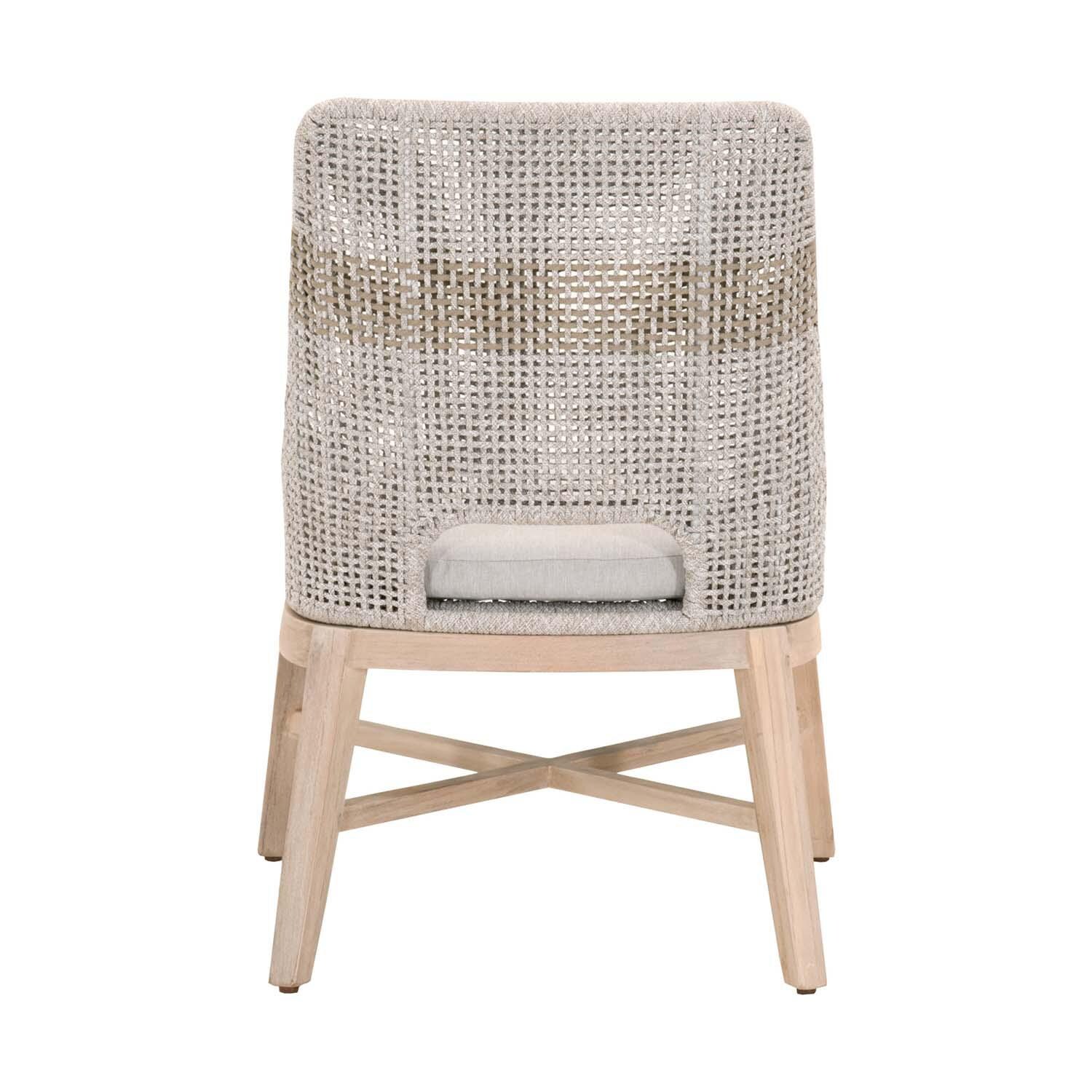 Cocoa Way Woven Rope Dining Chair in Taupe & White - Set of 2 - By Lakeview - Back View thumbnail