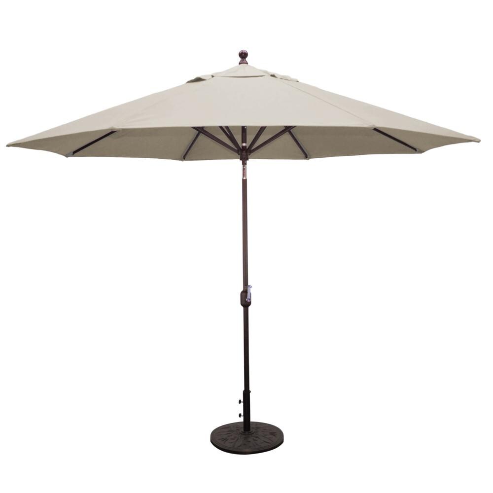Galtech 11 Ft. Octagonal Aluminum Patio Market Umbrella W/ Crank Lift And Deluxe Auto Tilt - Antique Bronze Frame W/ Sunbrella Canvas Antique Beige Canopy