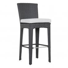 Solana Wicker Patio Bar Stool W/ Sunbrella Cast Silver Cushion By Sunset West