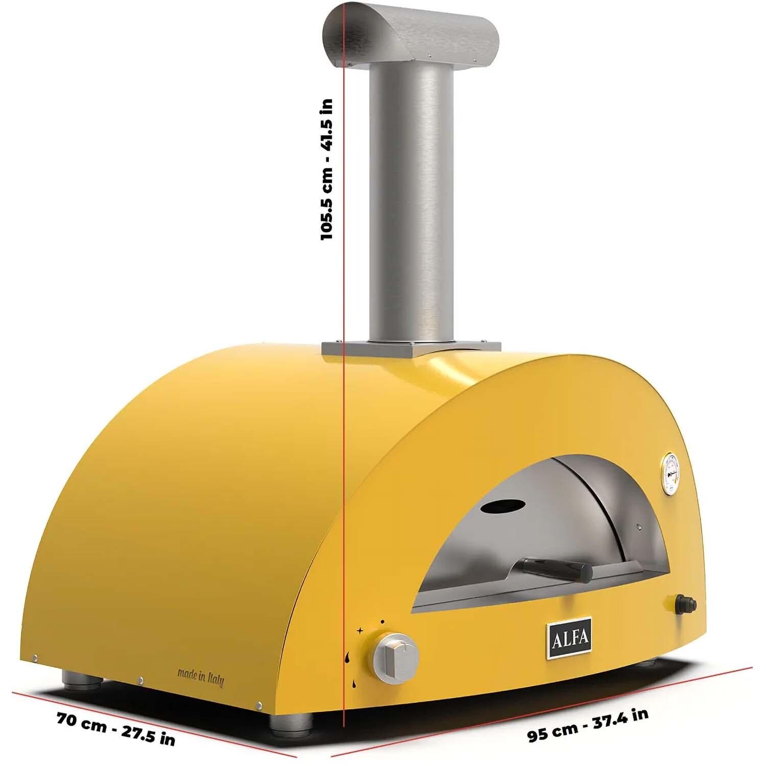 Alfa FXMD-2P-LGIA Moderno 2 Pizze Wood - Fired Pizza Oven - Fire Yellow - Dimensional thumbnail
