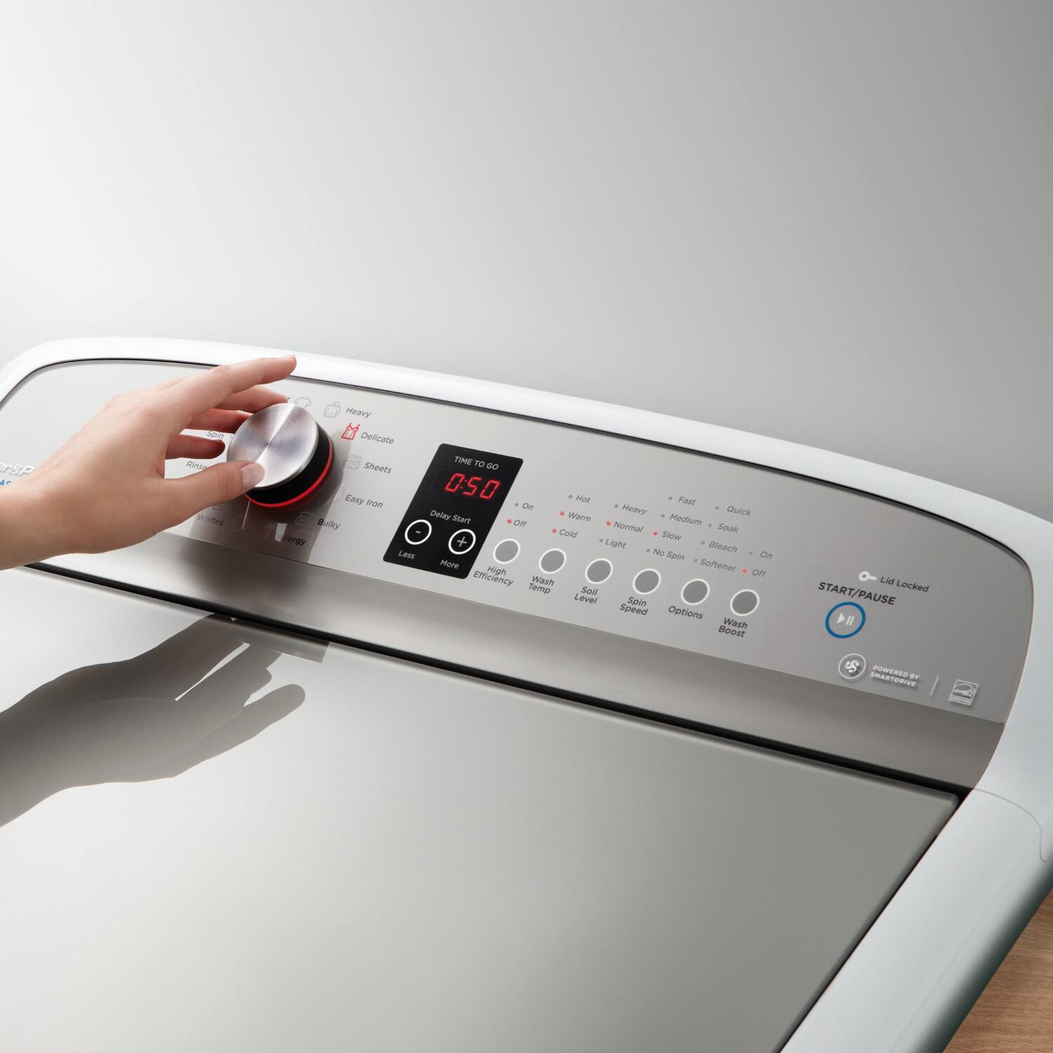 Fisher Paykel 4.0 Cu. Ft. AquaSmart 12 Cycle Top Load Washer W/ Glass Lid - White - WL4027P1 - Front Controls thumbnail