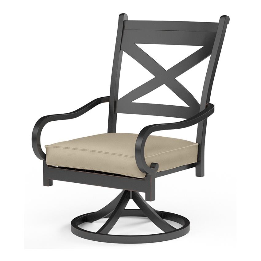 Sunset West Monterey Aluminum Swivel Dining Arm Chair in Copper/Linen Stone w/ Selt Welt by - SW3001-11-LSTN-STKIT