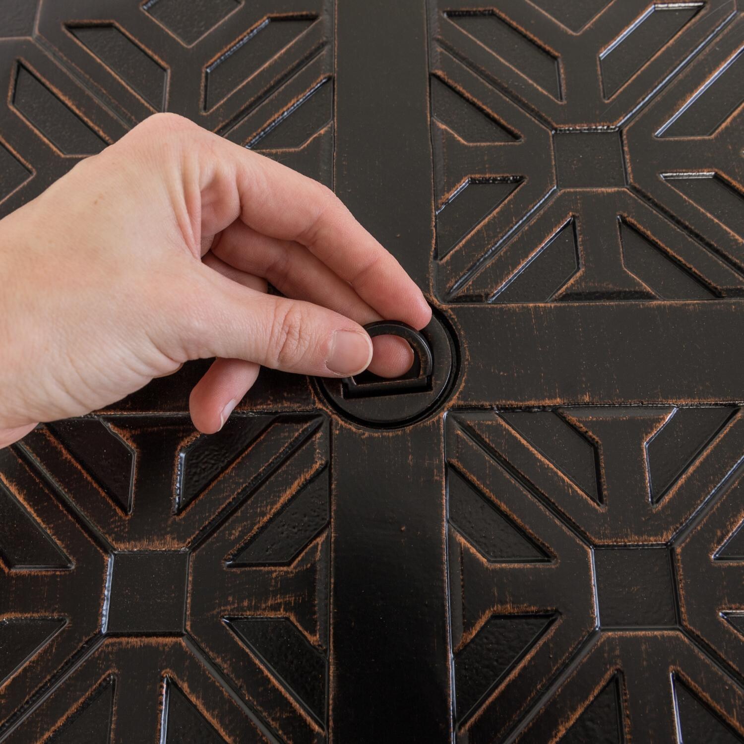 Ultimate Patio SC62743 Cabin Parc 48-Inch Rectangular Aluminum Propane Fire Pit Table - Cover Handle thumbnail