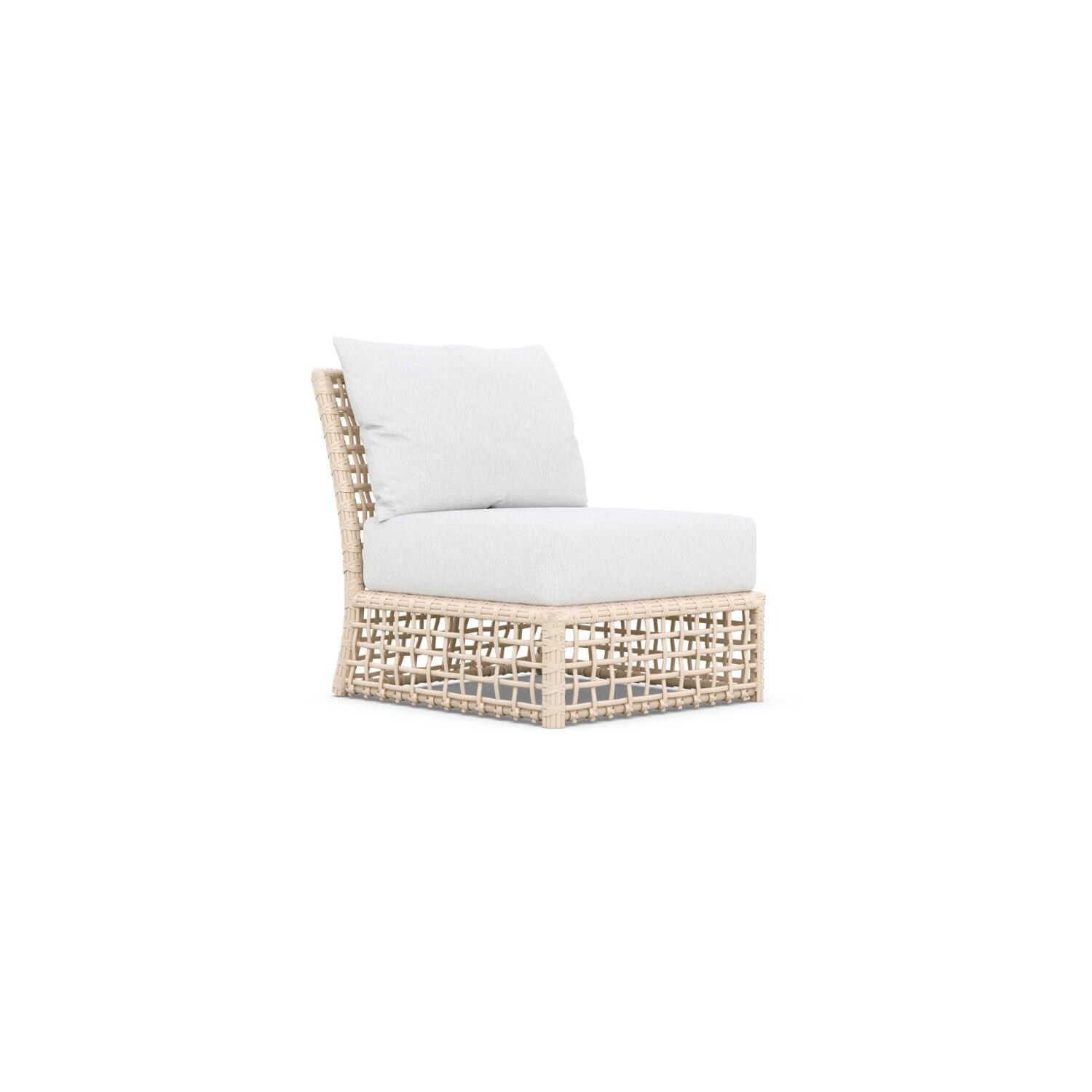 Azzurro Living KIA-W05AC-CU Kiawah Wicker Armless Club Chair in Almond/Cloud - Angled - White Background thumbnail