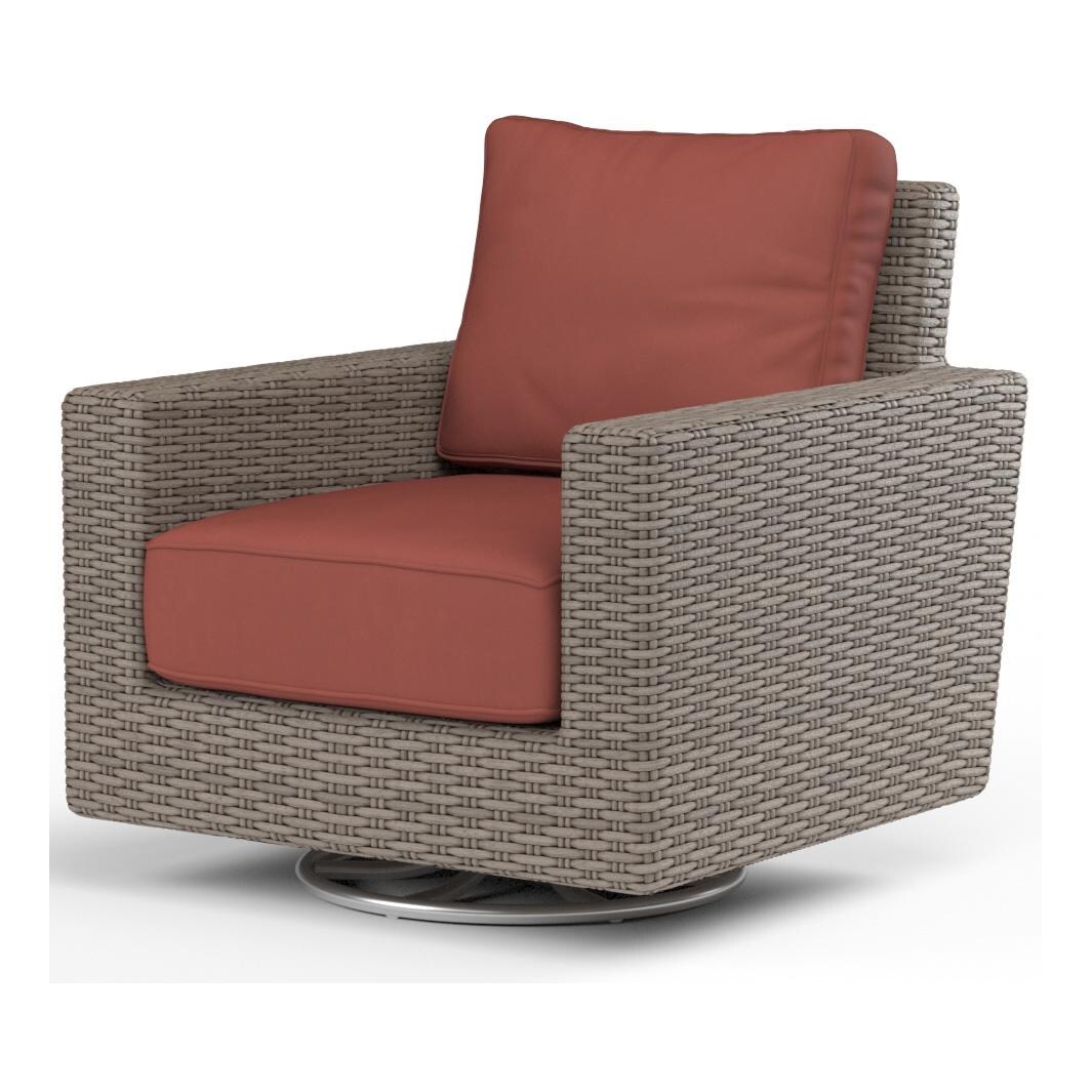 Coronado Wicker Swivel Rocker Club Chair in Driftwood/Canvas Henna by Sunset West