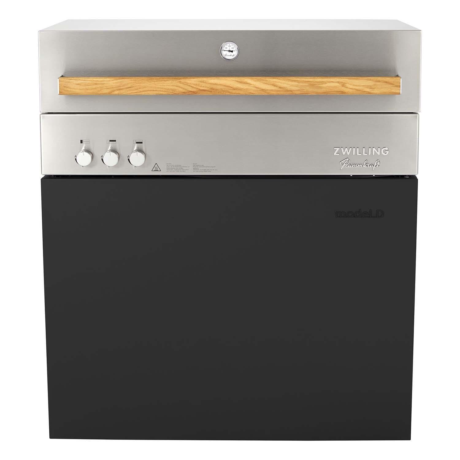 Flammkraft 1029545 Model D Propane Gas Grill - Ivory Black - w/ Hood Closed - White Background thumbnail