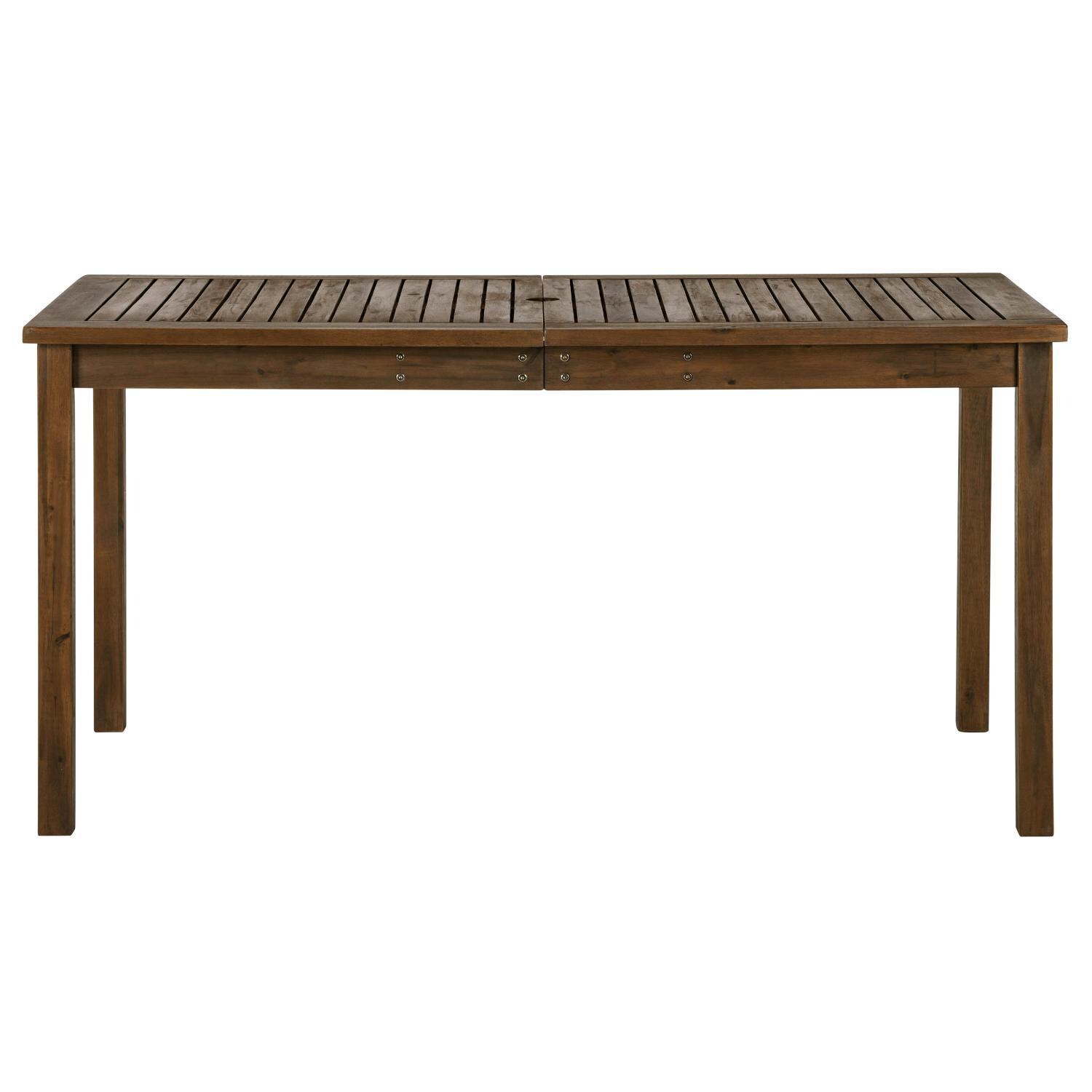 Ultimate Patio Camille Way 60 X 34 Inch Rectangular Dark Brown Acacia Patio Dining Table - Front View thumbnail