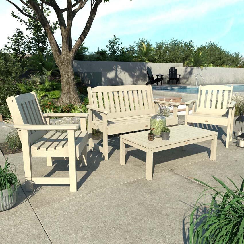 Hart Lane 4 Pc Set Recycled Plastic Seating Set in Whitewash by Lakeview Outdoor Designs