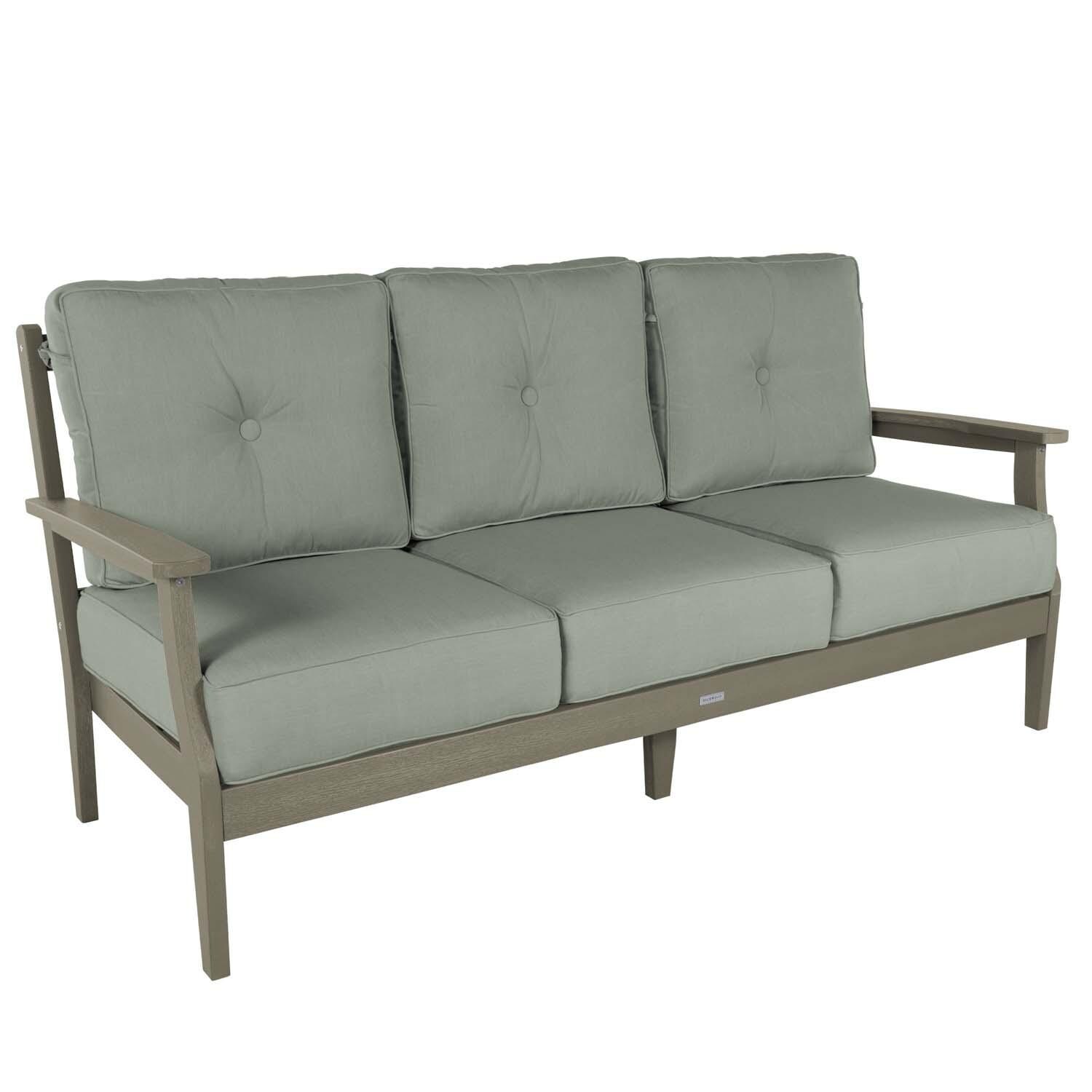 Blushing Bay 6 Pc Recycled Plastic Grand Seating Set in Canvas Seasalt/Woodland Brown by Lakeview Outdoor Designs - Sofa - White Background thumbnail