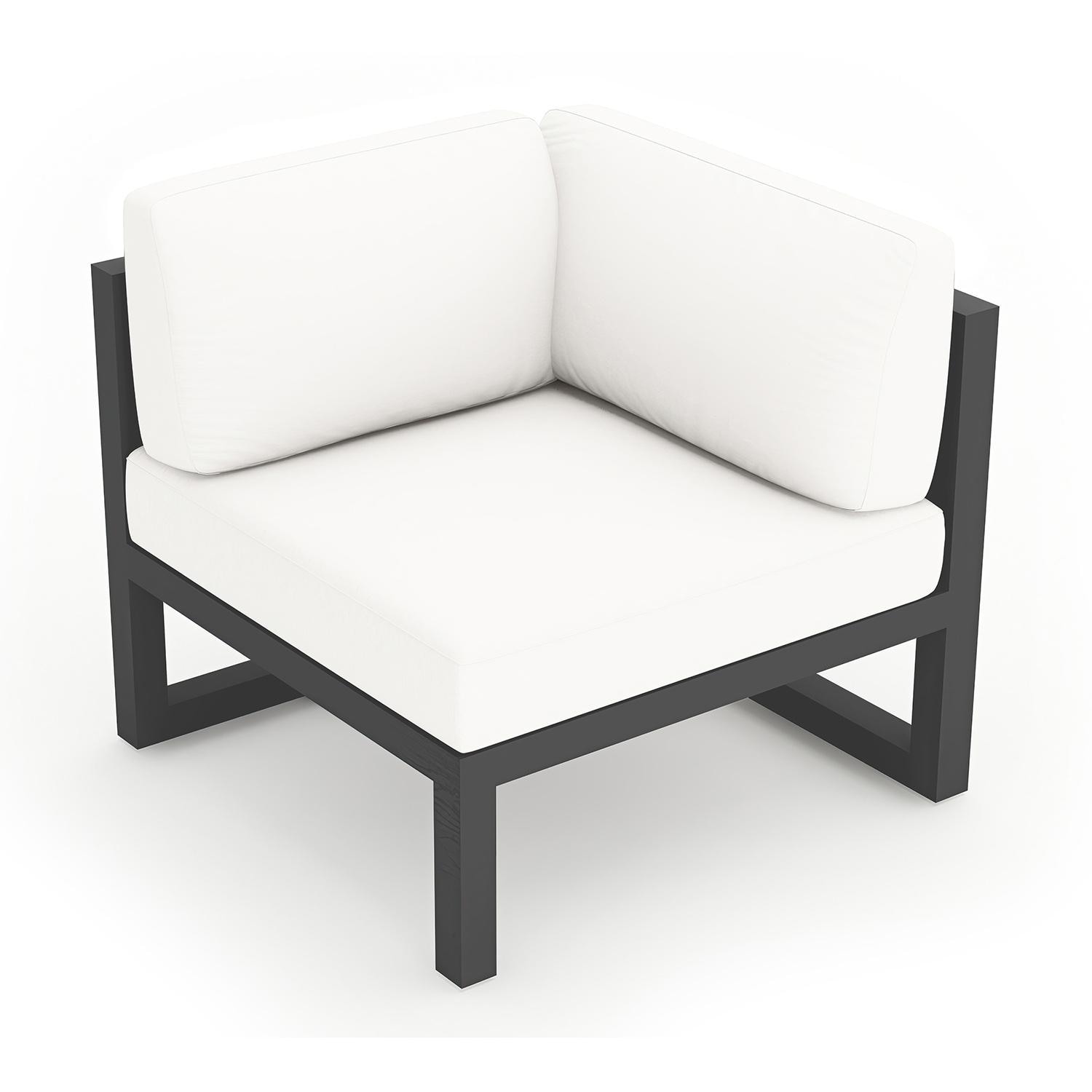 Misty Cove Aluminum Corner Club Chair in Slate w/Canvas Natural Cushions by Lakeview - Front View - White Background thumbnail