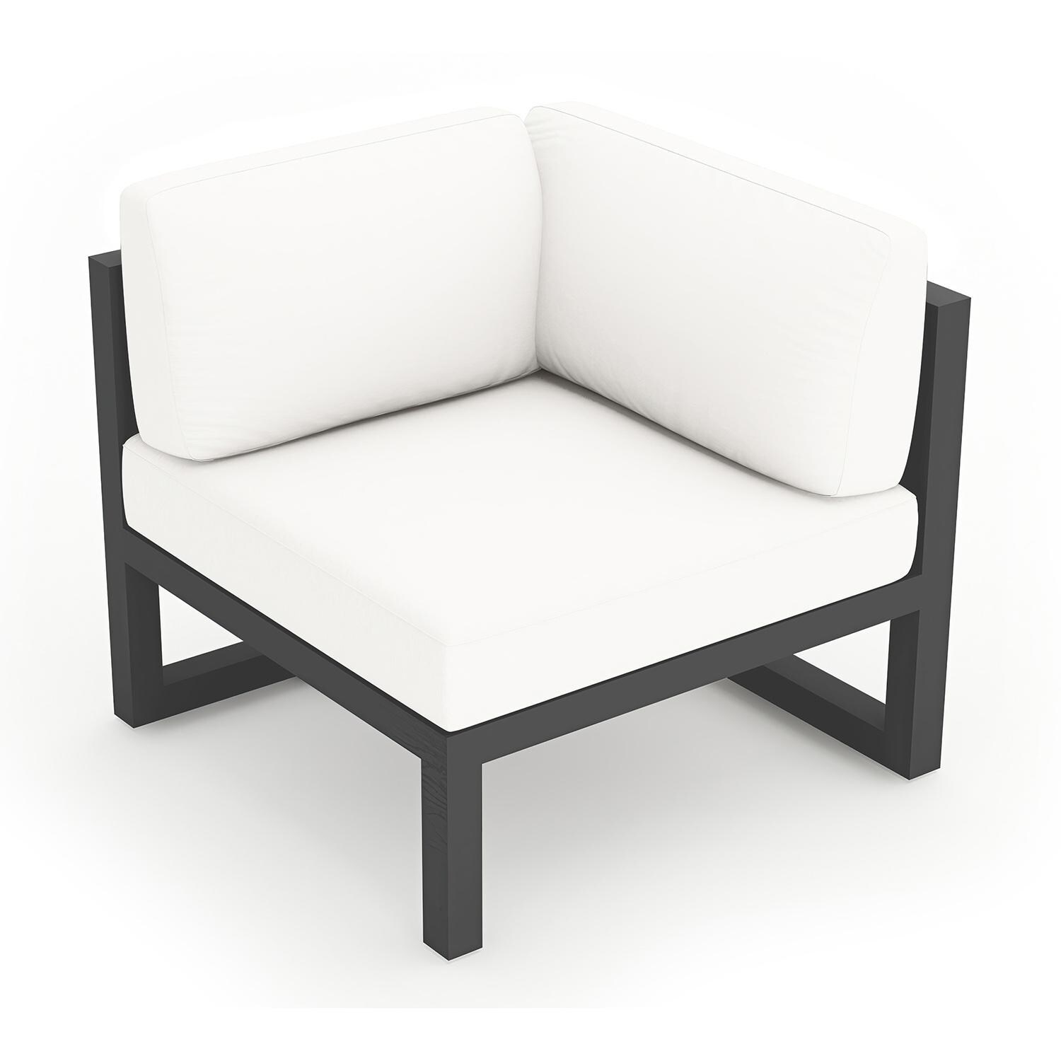 Misty Cove Aluminum Corner Club Chair in Slate w/Canvas Natural Cushions by Lakeview - Front View - White Background thumbnail