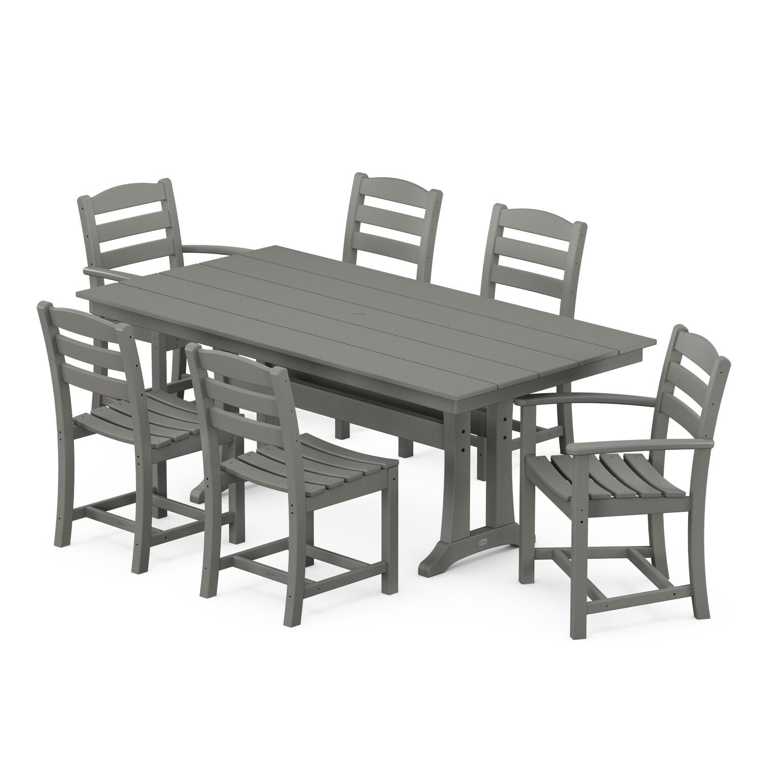 POLYWOOD La Casa Cafe Slate Grey 7 Piece Farmhouse Trestle Dining Set thumbnail