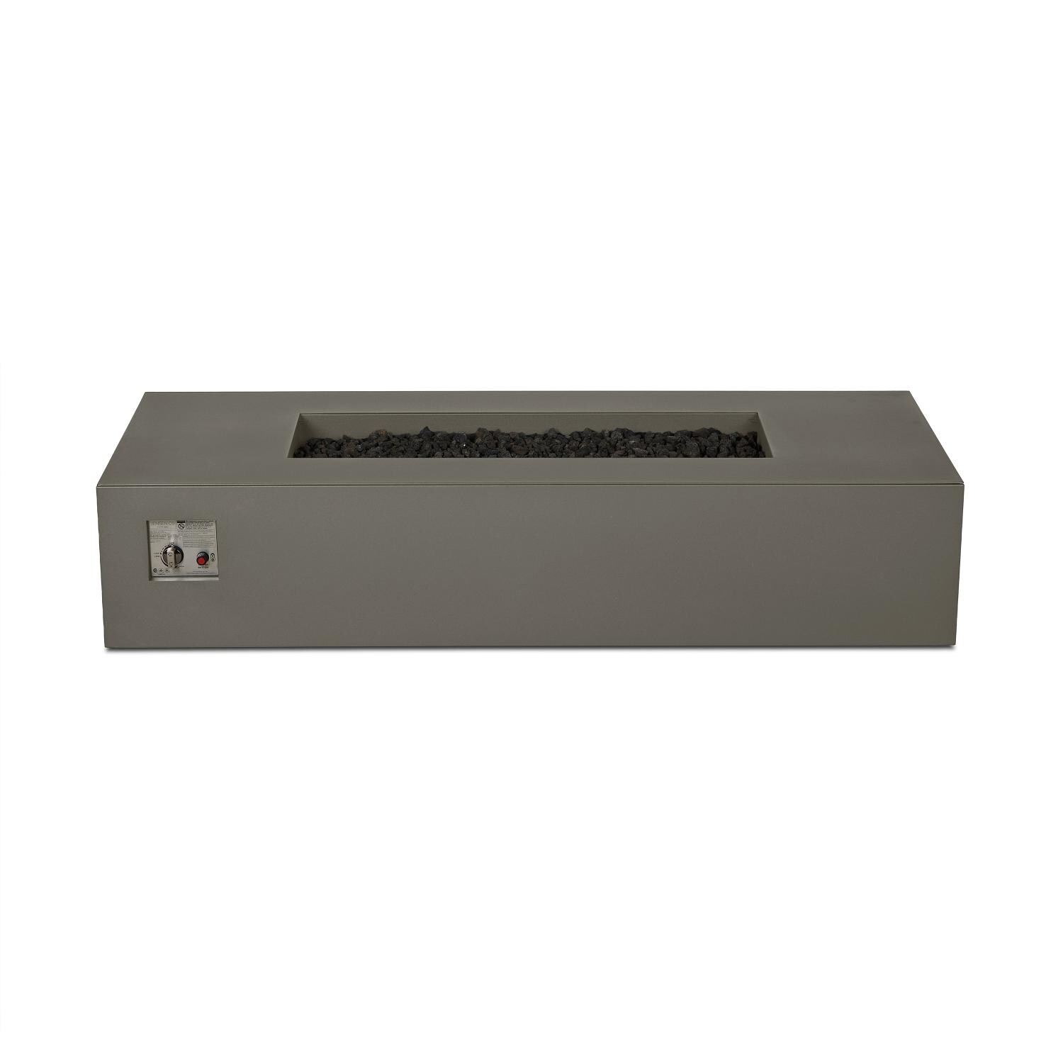 Covewood 72-in Rectangular Aluminum Propane Fire Pit Table in Cloud Gray by BBQGuys Signature - Off - White Background thumbnail