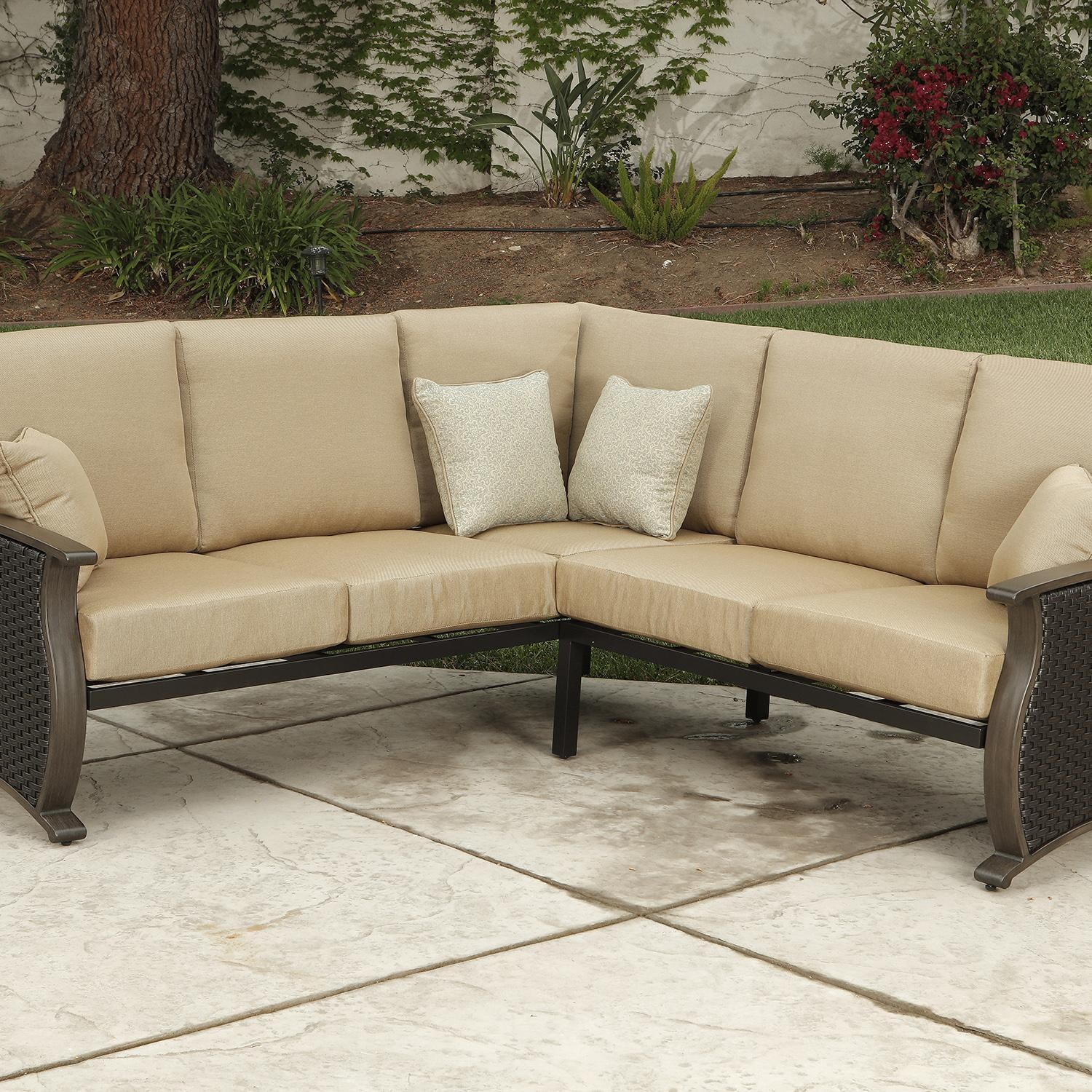 Lakeview Outdoor Designs Dalzeel 4 Piece Wicker & Aluminum Patio Sectional Set - Patio Sectional thumbnail