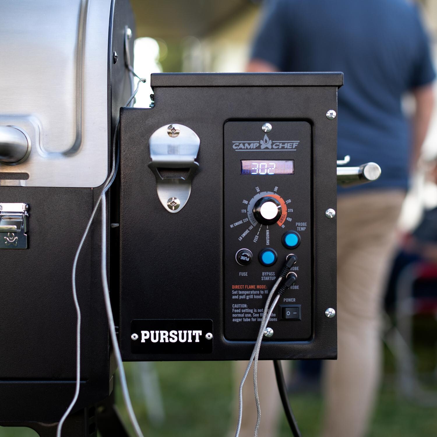 Camp Chef Pursuit 20 Portable Wood Pellet Grill - Digital Temperature Controller w/ Two Meat Probes & Bottle Opener thumbnail