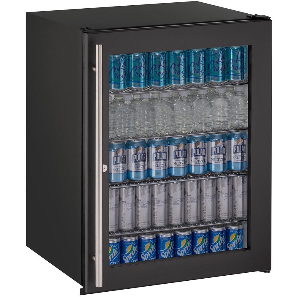 U-Line 24-Inch 5.4 Cu. Ft. Built-In ADA Compliant Refrigerator With Glass Door And Lock - Black - U-ADA24RGLB-13B thumbnail