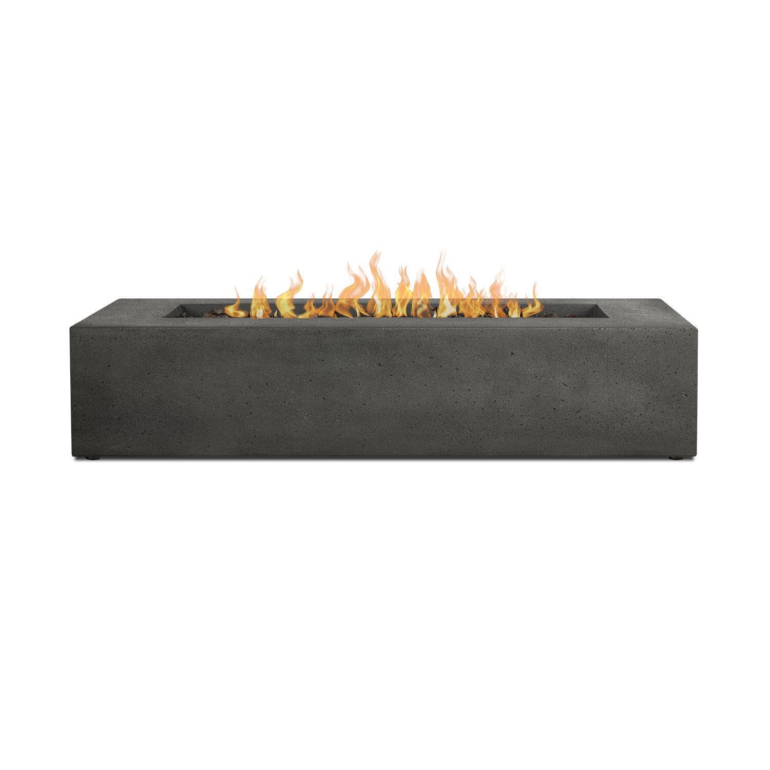 Hillview Bay 2712LP-CBN 56 Inch Rectangular Glass Fiber Reinforced Concrete Propane Fire Pit Table in Carbon by BBQGuys Signature - Side View - White Background thumbnail