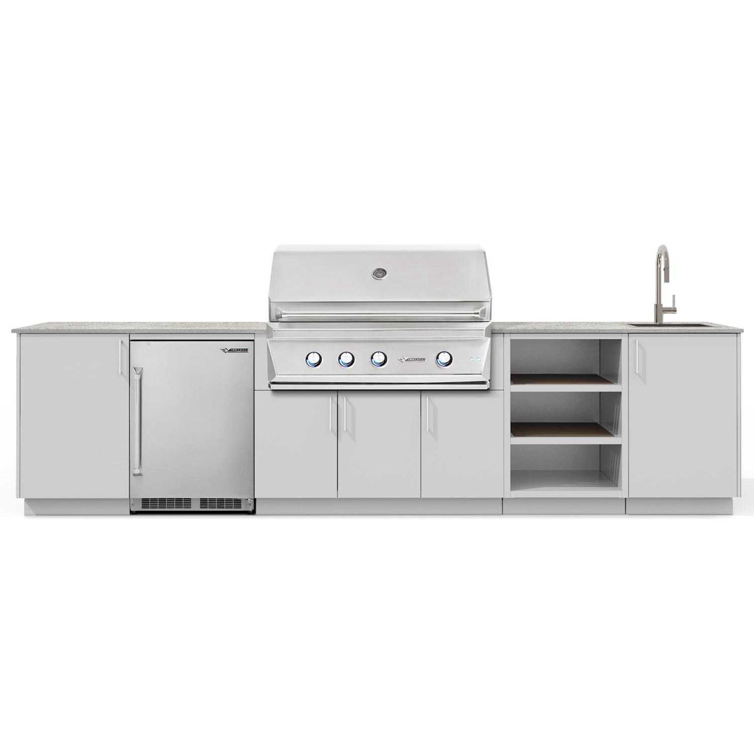 Urban Bonfire Breeze 42 Outdoor Kitchen w/ Twin Eagles Propane Grill, Sink, Refrigerator, Keon Dekton Countertop & Chantilly Finish - B-Breeze-42-TwinEagles-Keon-Chantilly