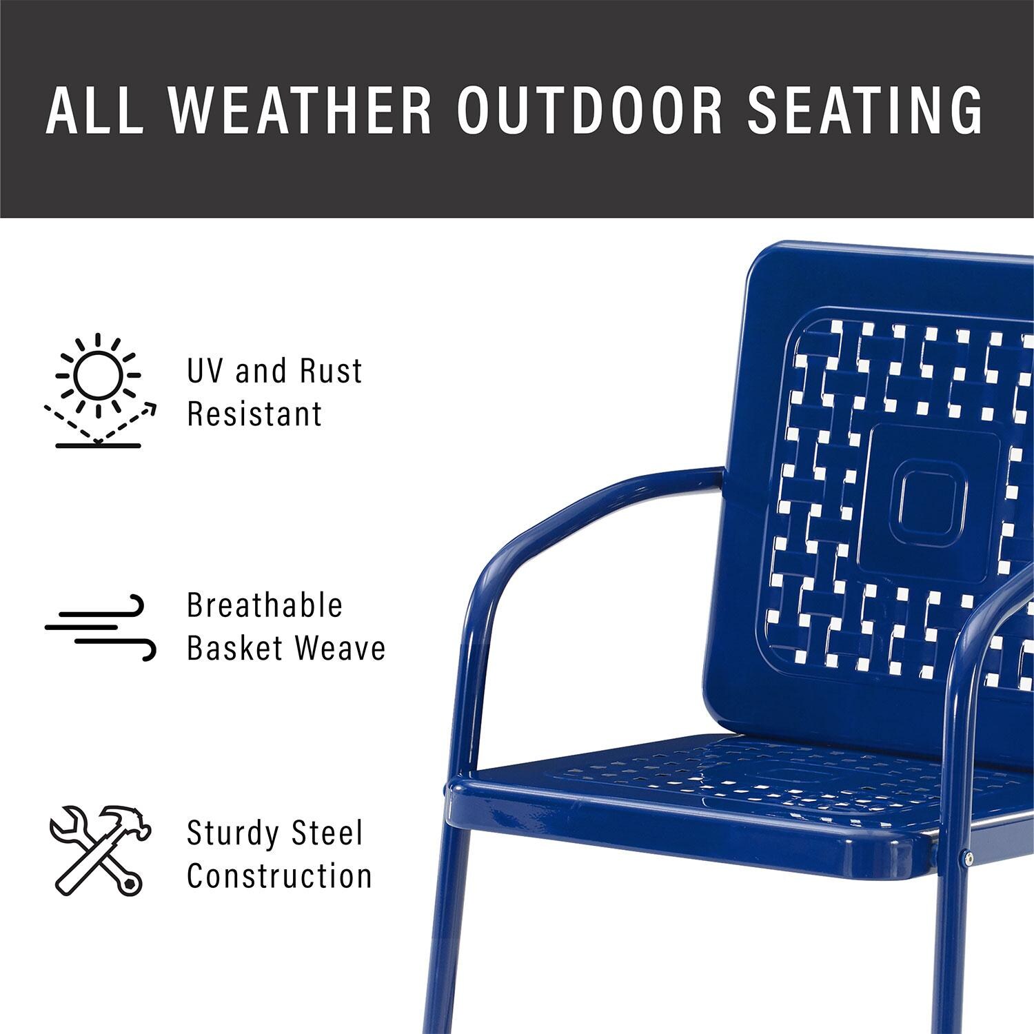 Ultimate Patio UP-32252NV 3Pc Retro Outdoor Chair Set in Navy Blue - Weather Resistant - Diagram thumbnail