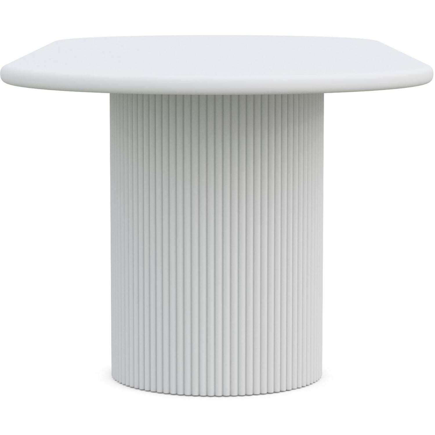 Azzurro Living Palma 96 Inch White Aluminum Dining Table - Side - White Background thumbnail