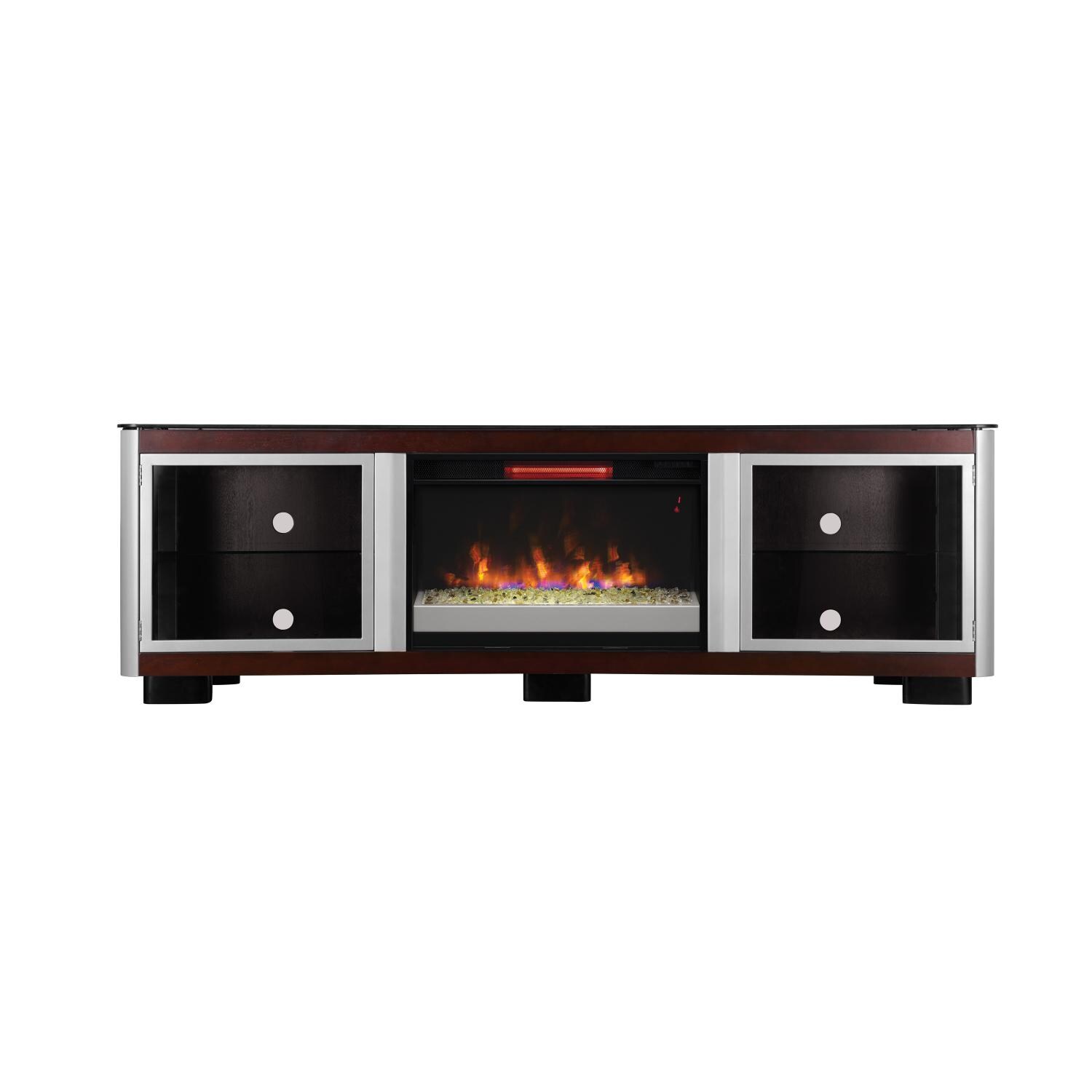 Classic Flame 76-Inch Manhattan Electric Fireplace Media Console With Contemporary Log Set - Dark Cherry thumbnail