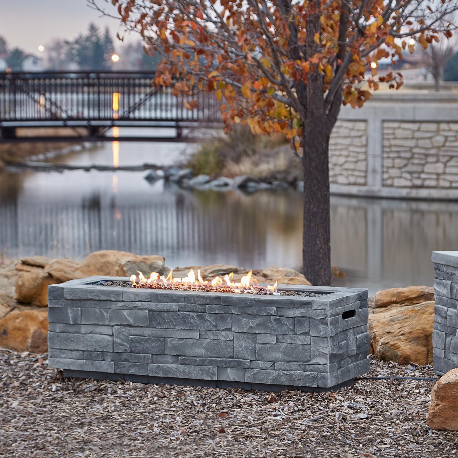 Lakeview Outdoor Designs SC-CT0003LP-GLS Gentilly Rectangular Gray Fire Table - In Environment thumbnail