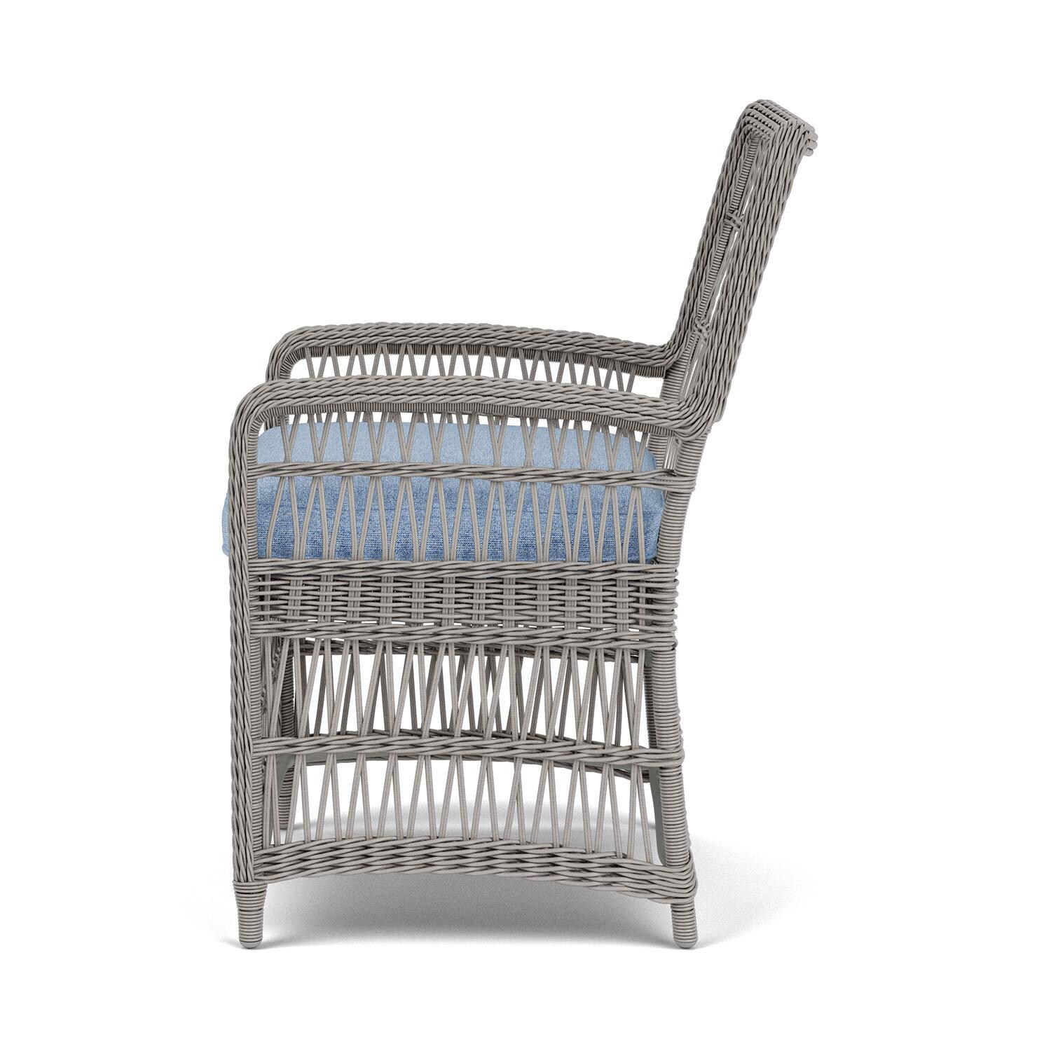 Lloyd Flanders Mackinac Dining Armchair in Putty Finish with Demo Skyway Fabric - Left Side thumbnail