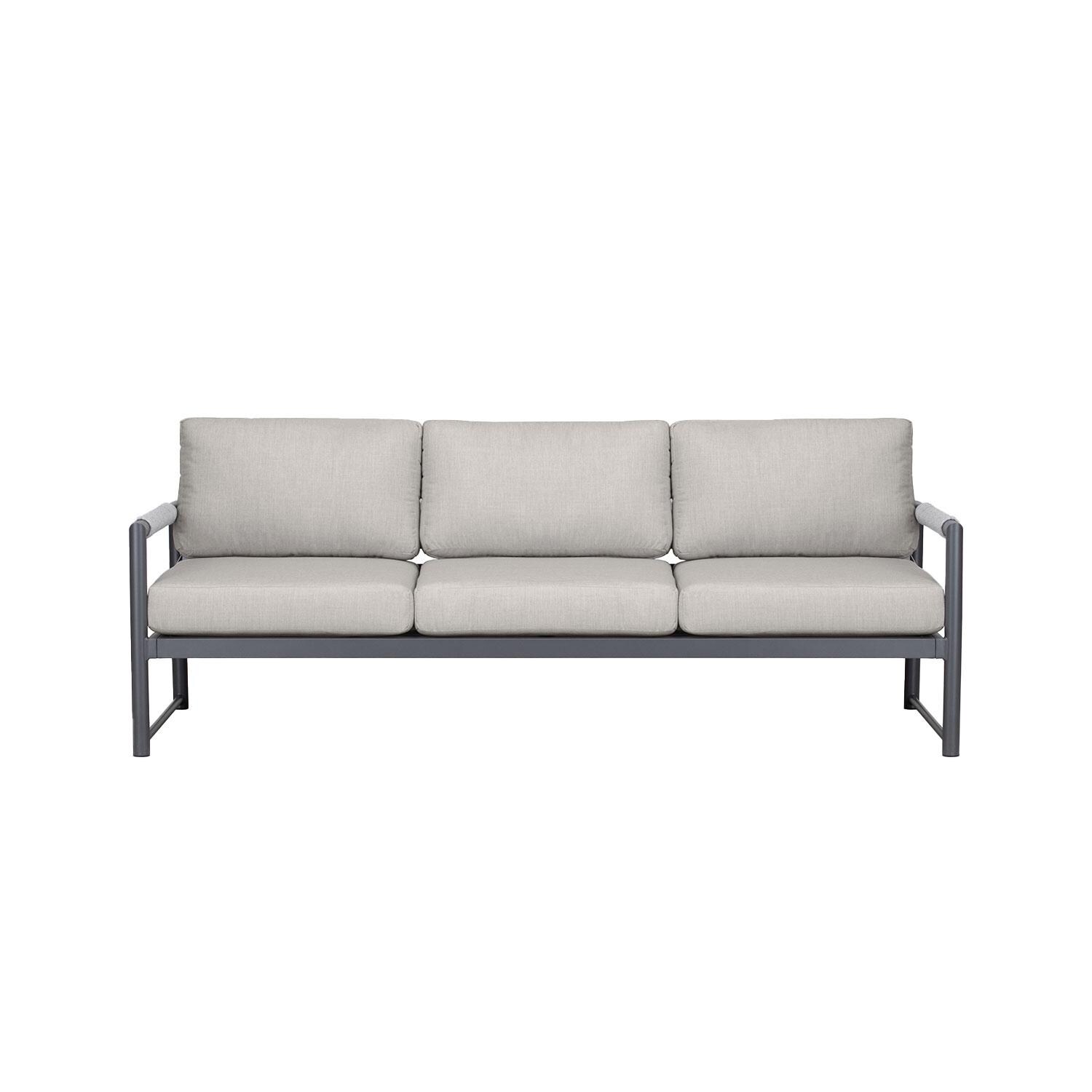 Avenue Bay 3 Person Aluminum Sofa in Slate/Canvas Silver by Lakeview Outdoor Designs