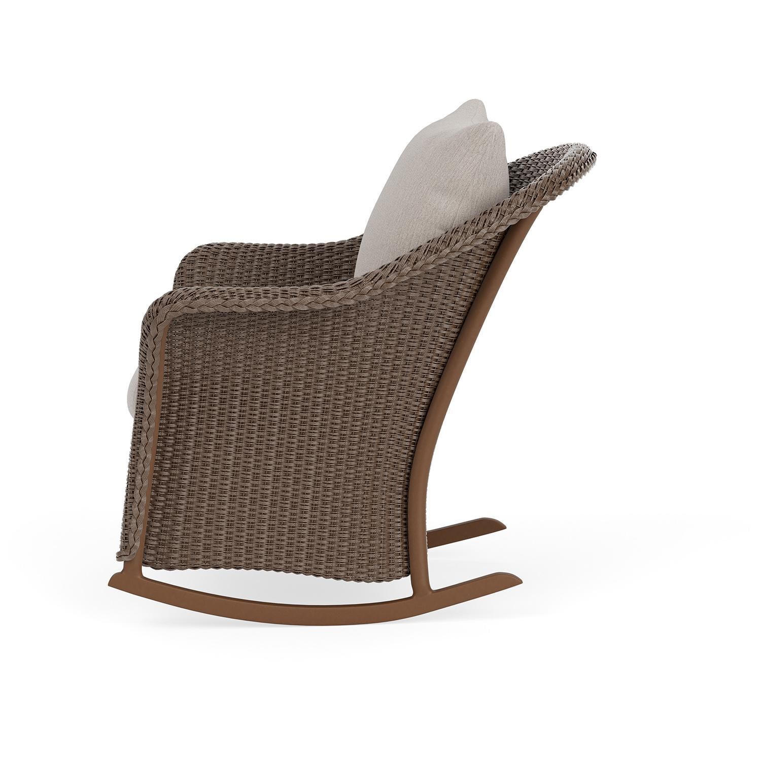 Lloyd Flanders Weekend Retreat Lounge Rocker in Bark Finish W/ Remy Cloud Fabric - Side thumbnail