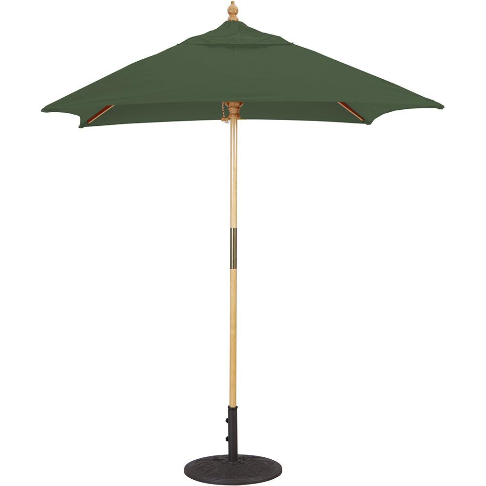 Galtech 6 X 6 Ft. Square Wood Patio Umbrella W/ Manual Lift - Light Wood Frame W/ Forest Green Sunbrella Fabric (Umbrella Base Not Included) thumbnail