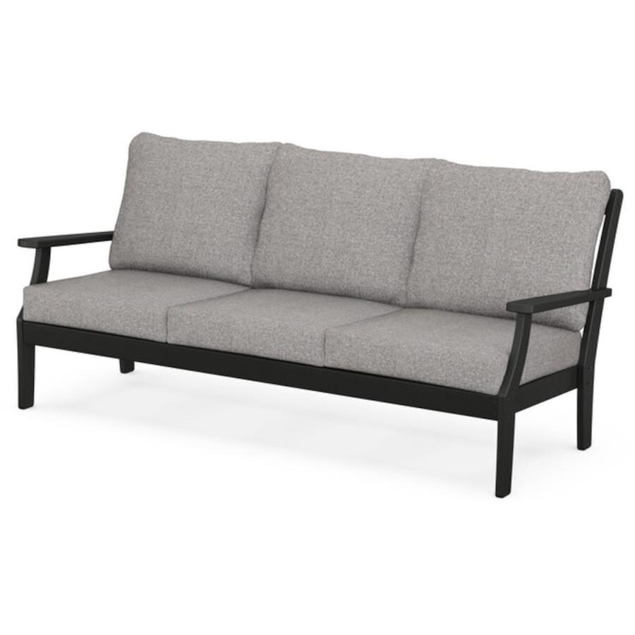 Braxton Recycled Plastic Sofa in Black/Gray Mist by POLYWOOD