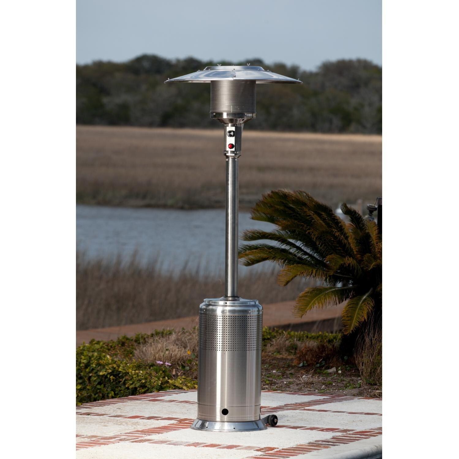 Ultimate Patio SC61436 Pro Series 46,000 BTU Propane Gas Patio Heater - On the Patio - Lifestyle thumbnail