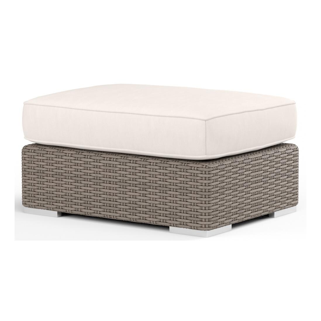 Coronado Wicker Ottoman in Driftwood/Canvas Natural by Sunset West